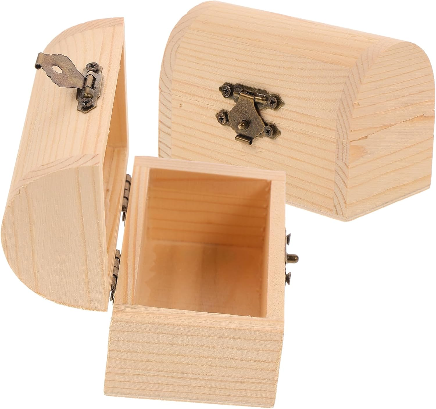 Wooden Treasure Box Small Size Lock 2Pcs Mediterranean Style Storage Chest Wood Organizer Decorative Packing Box for Home and Random Style image number 4