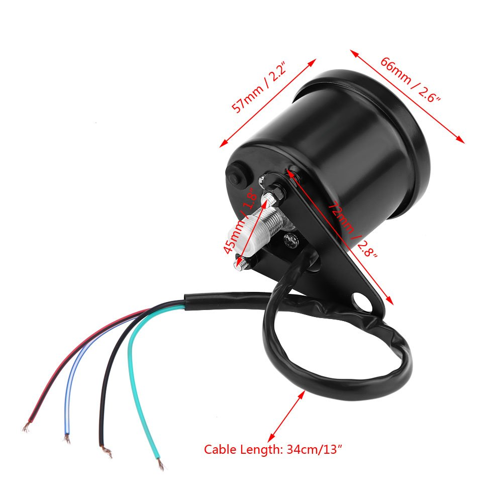 Qiilu Universal Motorcycle LED Digital Speedometer, Motorcycle Tachometer Speed Gauge Oil Level Meter Black