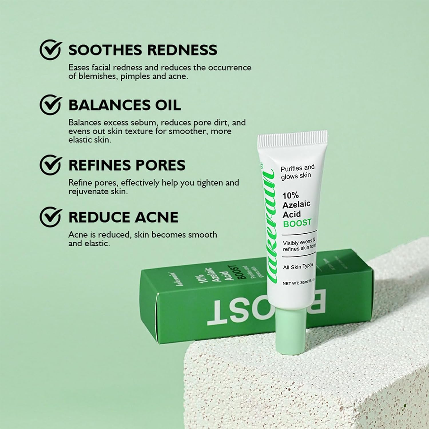 Azelaic Acid Booster Cream Gel for Face and Skin Balance Moisturizer and Nourishing Facial Skin Beauty Care for Sensitive Skin(Getaria, 10% Azelaic Acid) image number 2