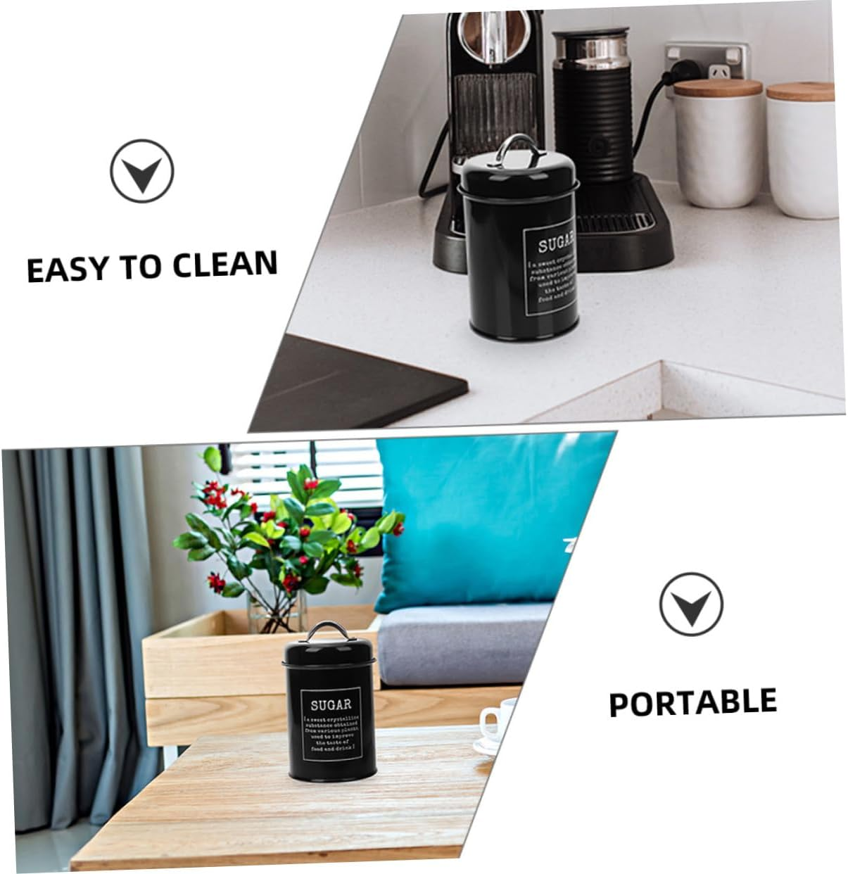 2Pcs Airtight Kitchen Canister Elegant Metal Storage Jars for Coffee Tea Sugar Stylish Farmhouse Canisters Sealing Lid Functional Kitchen Decor image number 1