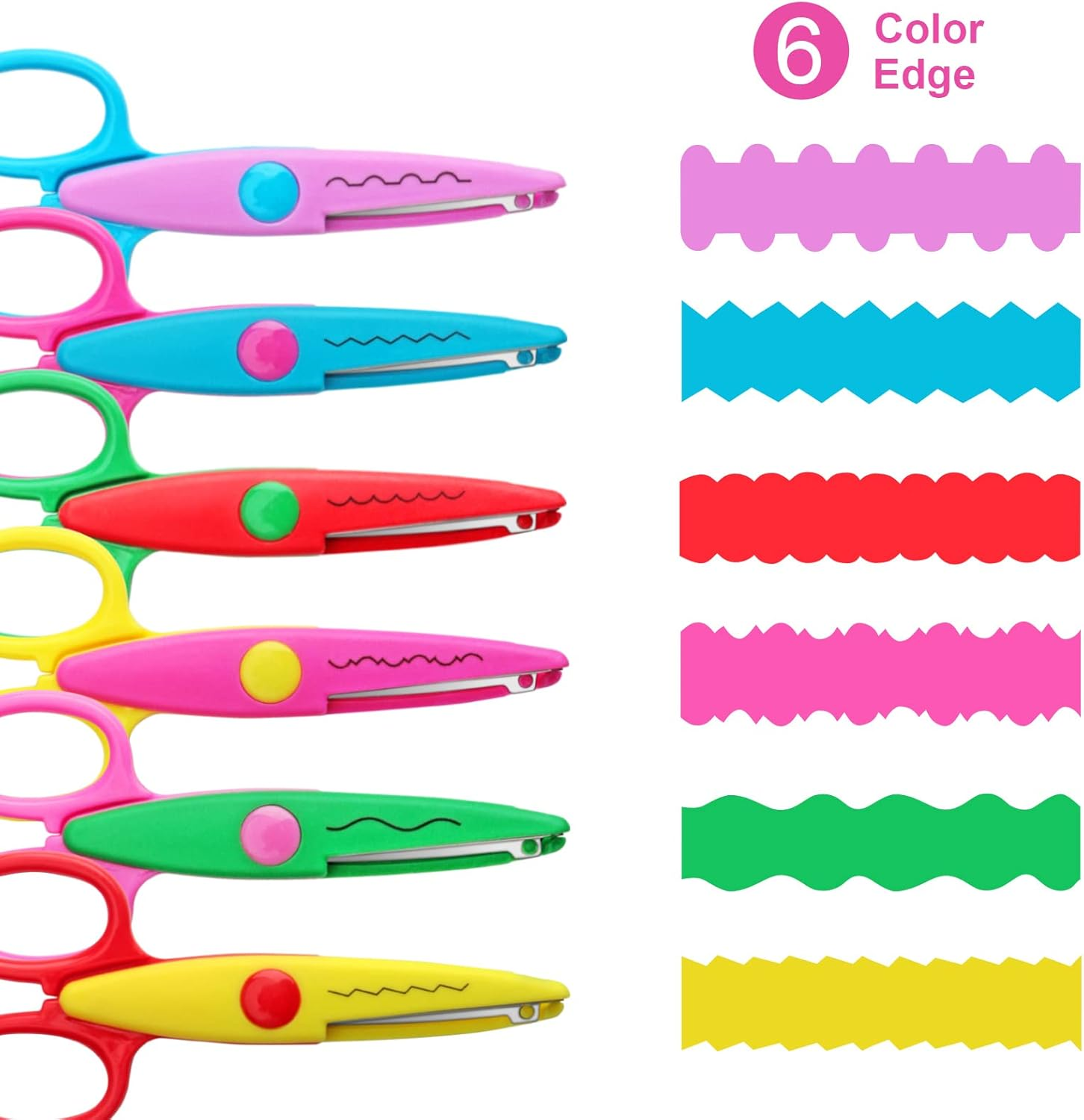 Decorative Scissors for Kids - Craft Set with Various Interesting Patterns, Safe and Smooth Cutting - 6 Scrapbook Scissors and 6 Paper Punches, Set of 12, Funny and Colorful image number 3