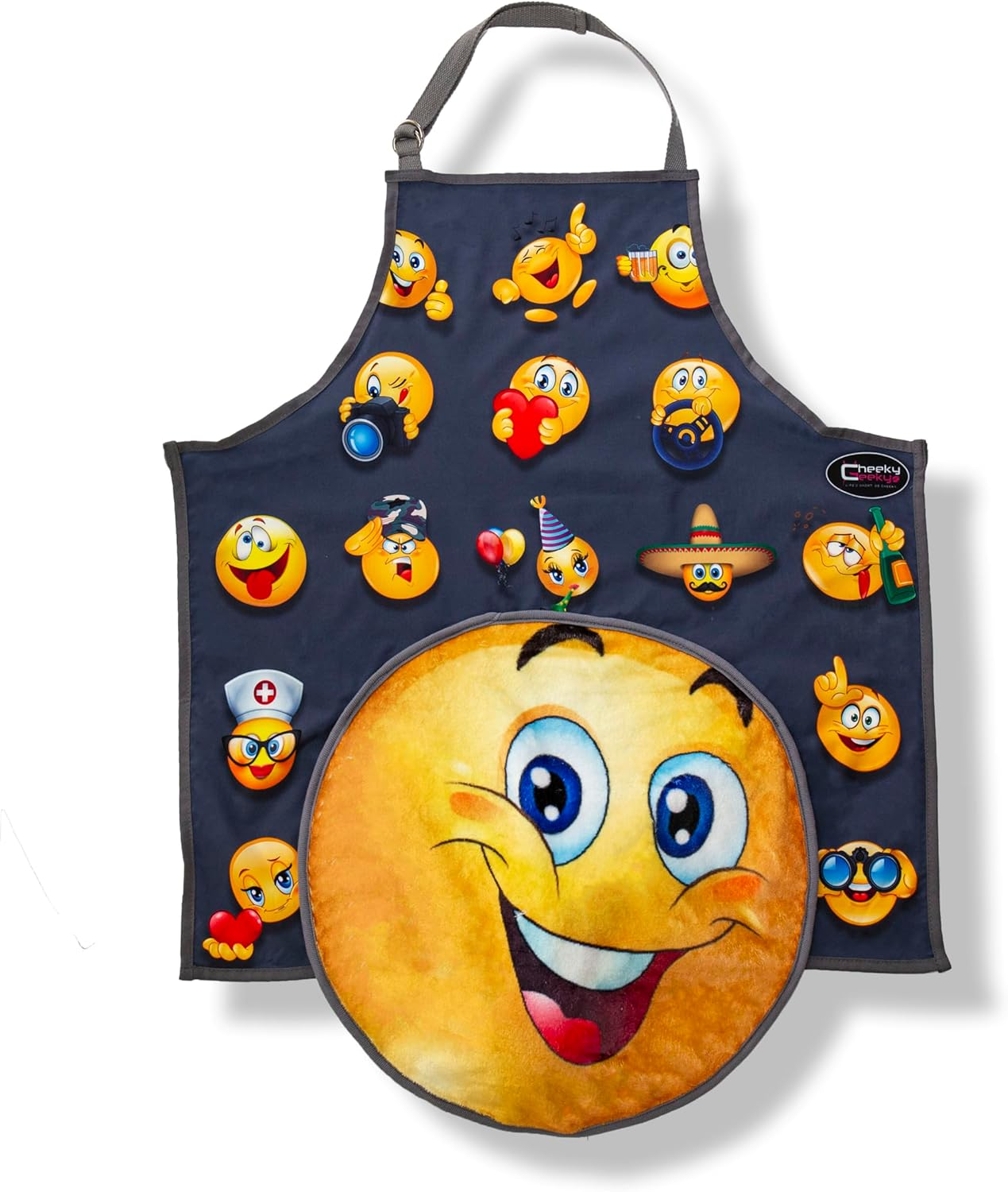 Cheeky Geeky &ldquo;Eggplant&rdquo; Funny Emoji Aprons for Women & Men &ndash; Durable Party Chef Apron with Plush Surprise, Hilarious French Maid, Waterproof & Adjustable Kitchen, Work, Painting & BBQ Apron image number 1