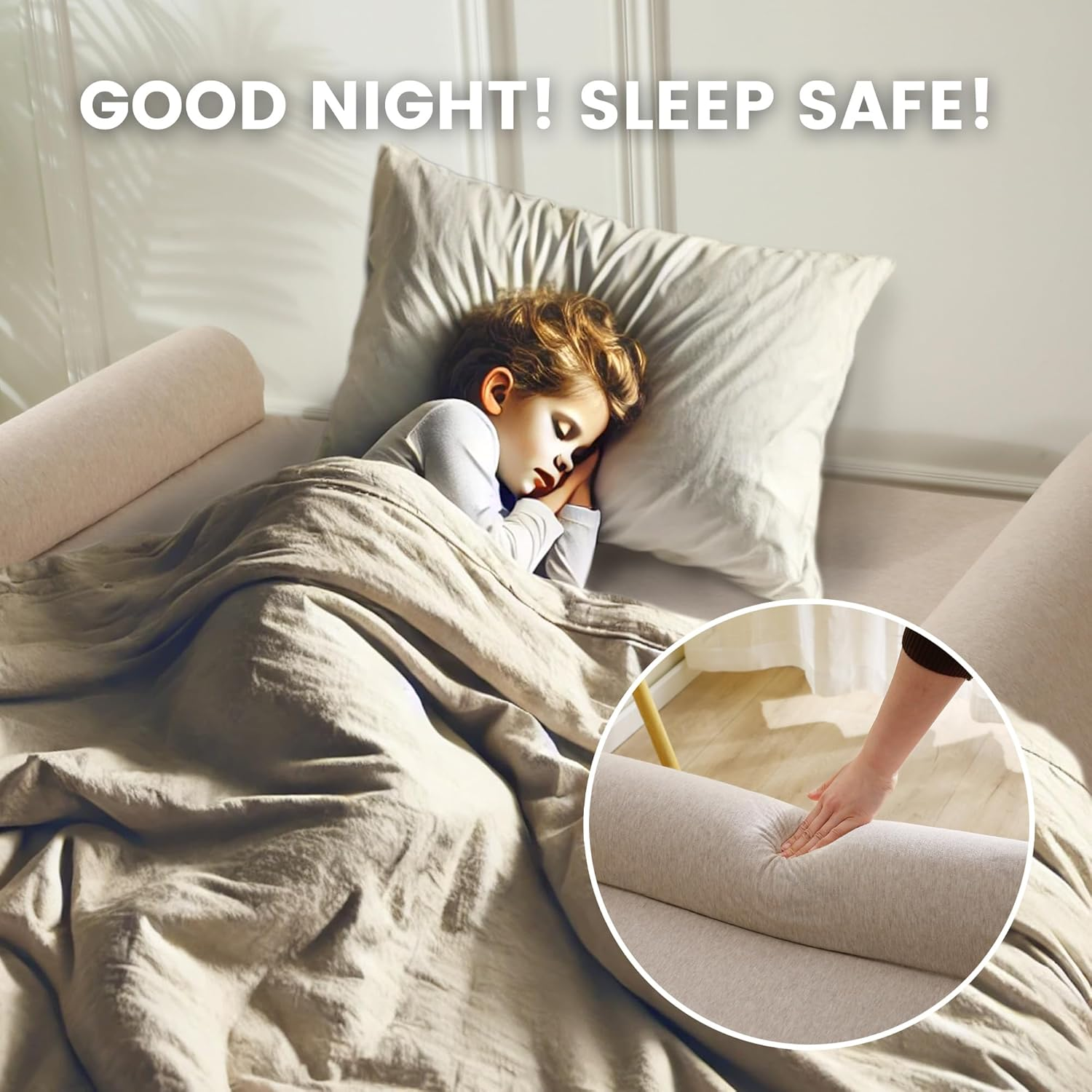 Fond + Found Foldable Bed Bumpers for Toddlers 2 Packs Foam Safety Bed Rail for Kids Baby Bed Bumper with Non-Slip and Washable Cover