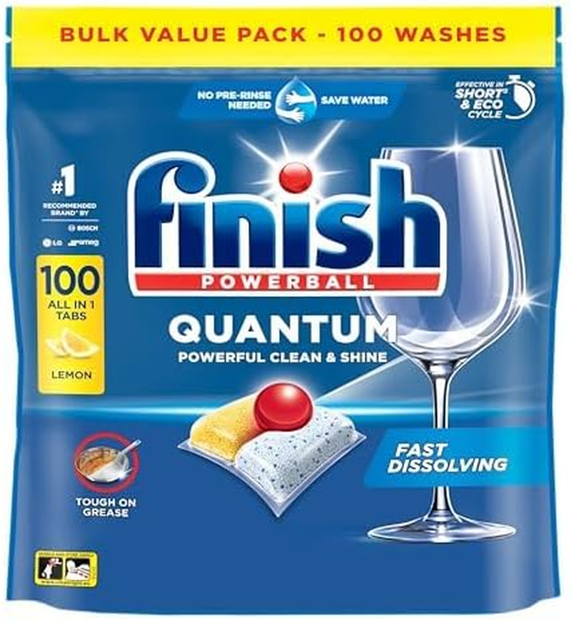 Finish Powerball Quantum Dishwasher Tablets, Lemon Sparkle, 100 Tablets image number 4