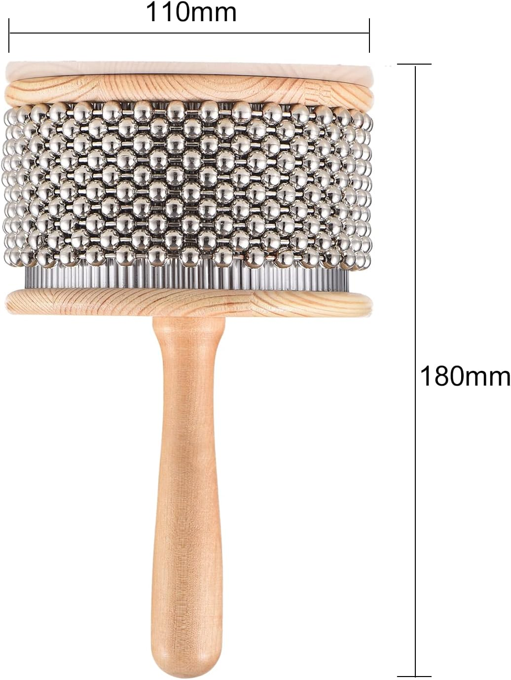 Nurdo Wooden Cabasa Percussion Musical Instrument Metal Beaded Chain&Cylinder Pop Hand Shaker for Classroom Band Medium Size image number 2