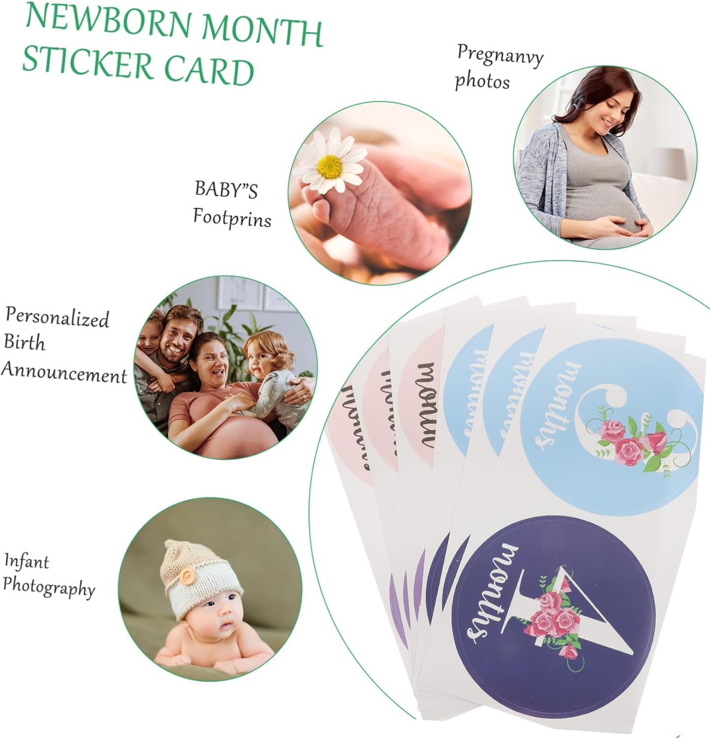 BESPORTBLE 12Pcs Monthly Sticker for Months Old Boy Girl Newborn Milestone Stickers Quality Paper Photo Prop for Health Care image number 2