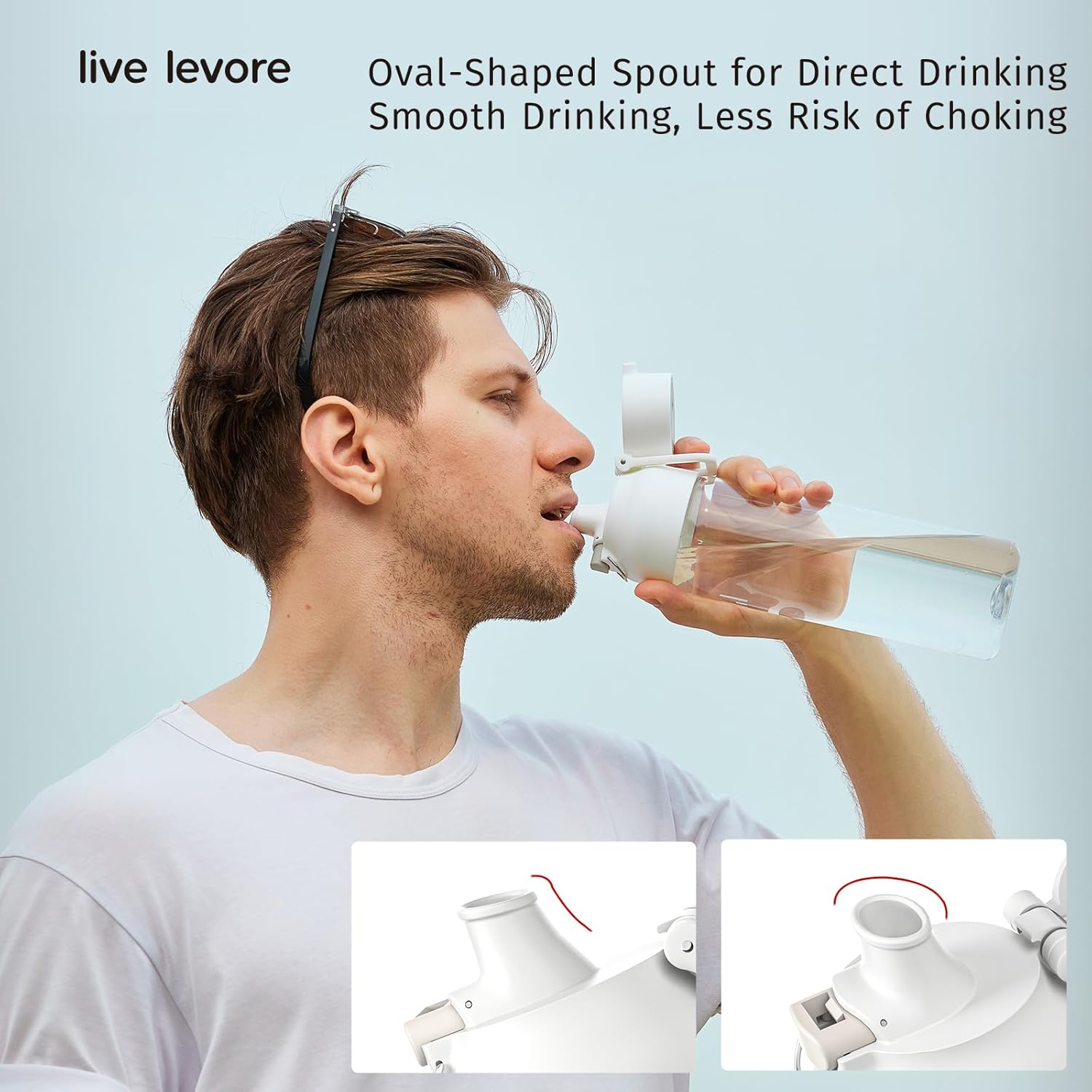 Live Levore 750Ml Leak Proof Water Bottle with Flip Top Lid, Bpa-Free USA Tritan Fitness Gym Sports Bottle, Dishwasher Safe for Office, Outdoor & Travel Use (White, 1 Pack) - Green image number 3