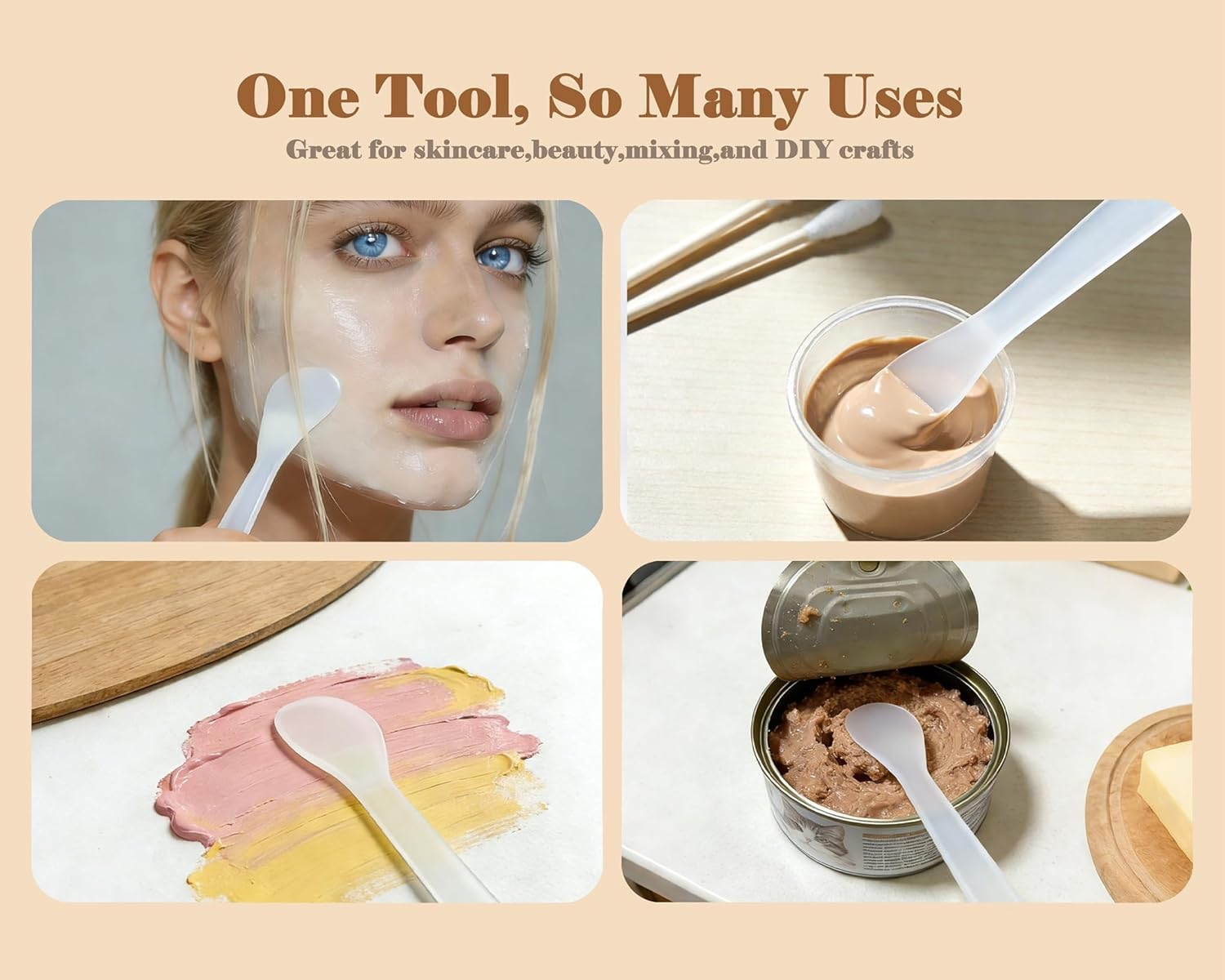 100 PCS Cosmetic Spatula for Makeup Face Mask Plastic Spoon Disposable Makeup Tools for Mixing and Sampling 4.88'' X 1.06" Random Color