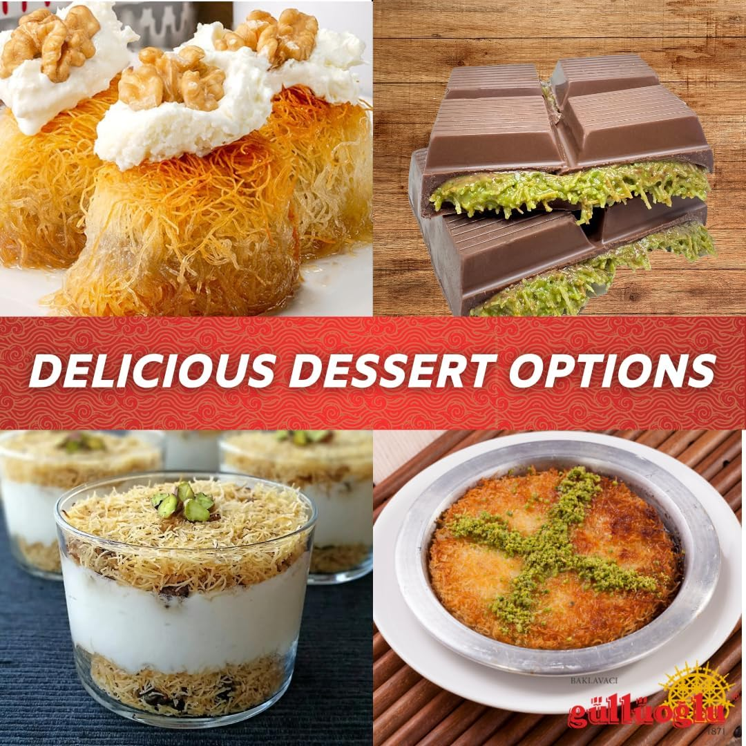 Gulluoglu Dried & Shredded Kataifi - 150G - 0.33Lb Kadayif Chopped Fillo Dough, Shredded Phyllo, Kadayif Pastry Dough, Knafeh, Kunafa, Katifi, Kadayif Ingredient for Dubai Chocolate Bar image number 1