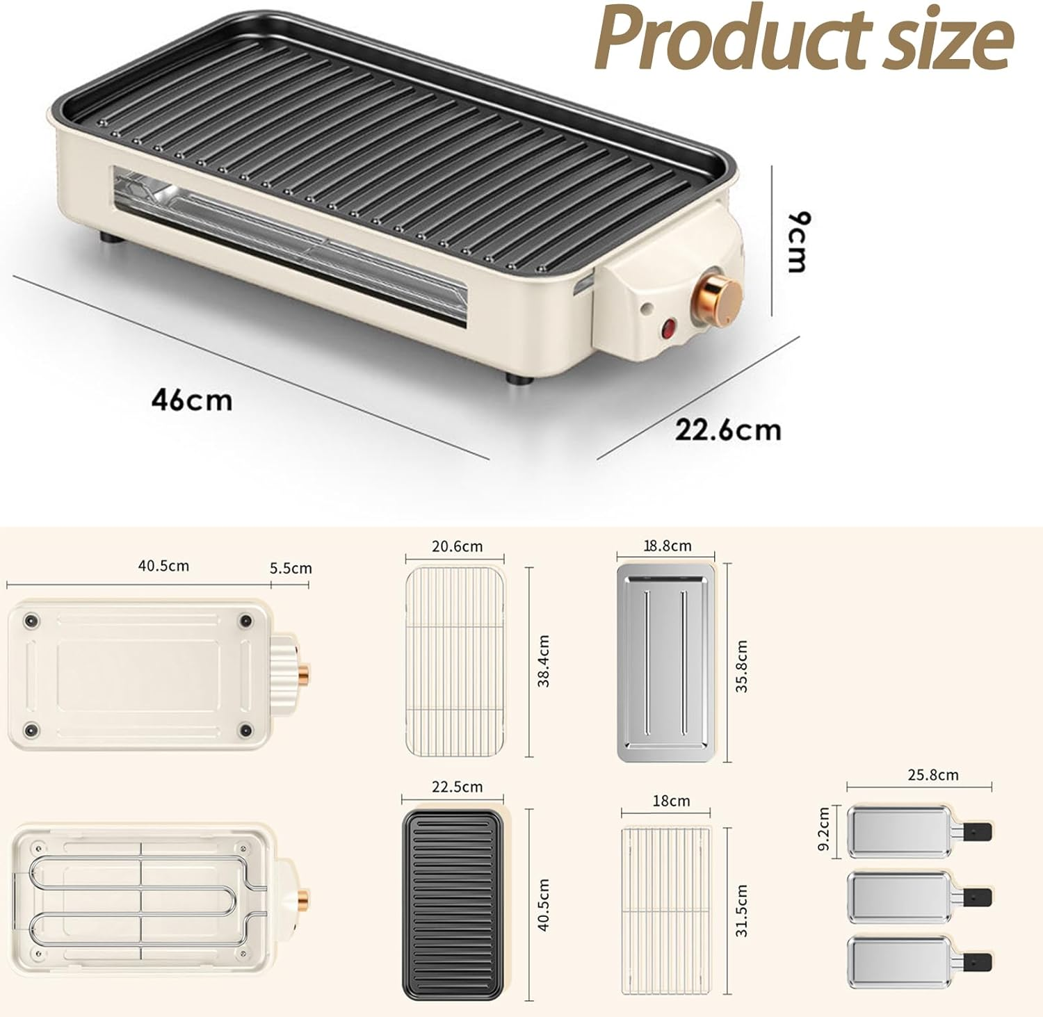 Electric Smokeless Indoor Grill, Korean BBQ Grill with Non-Stick Cooking Removable Plate and Grill Net, 2 in 1 Indoor Grill for Kitchen, Temperature Control, Dishwasher Safe, 1500W image number 5