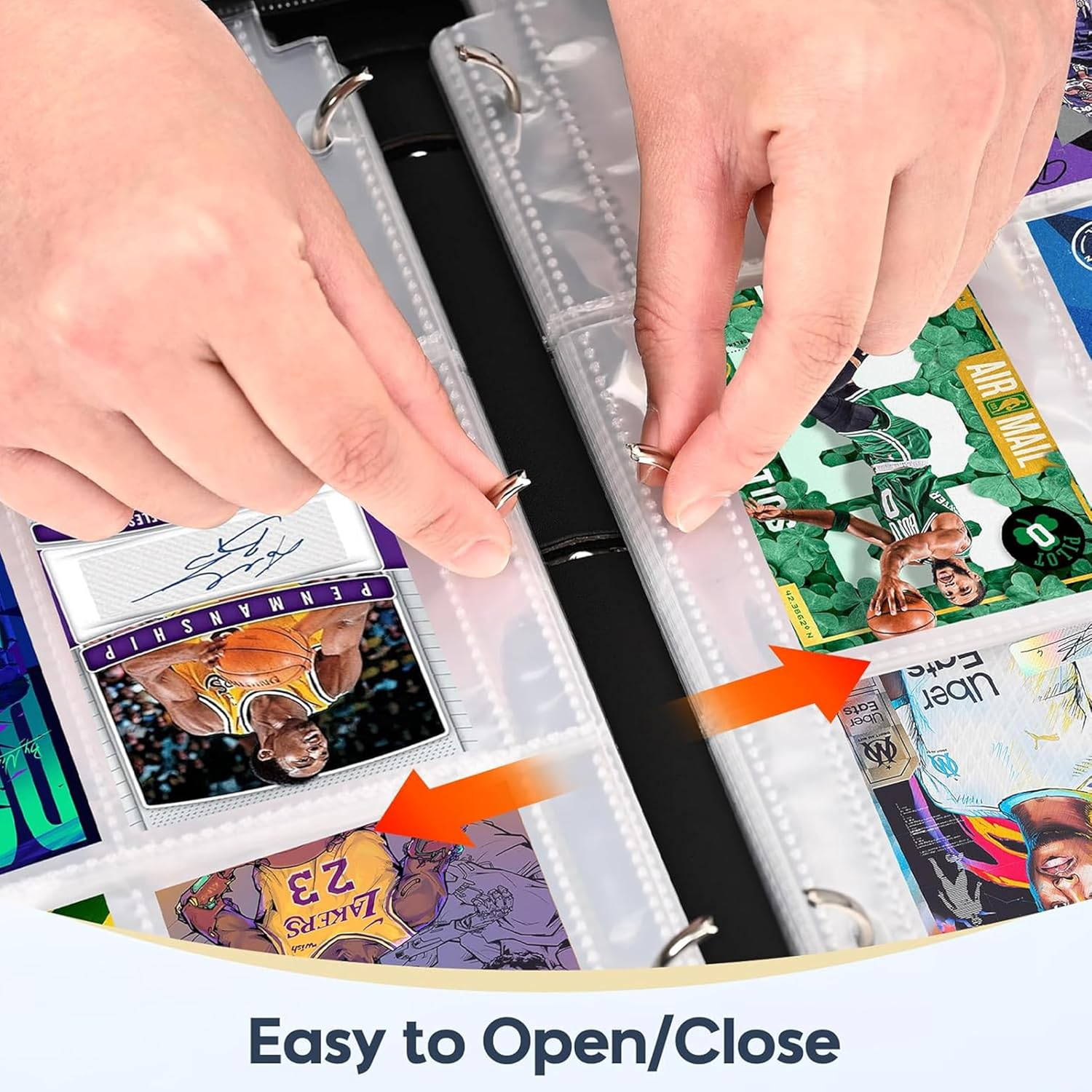 900-Capacity Zippered Trading Card Binder,9-Pocket PU Leather Organizer with 50 Removable Pages for Sports & TCG Cards (Baseball/Basketball/Football) image number 3