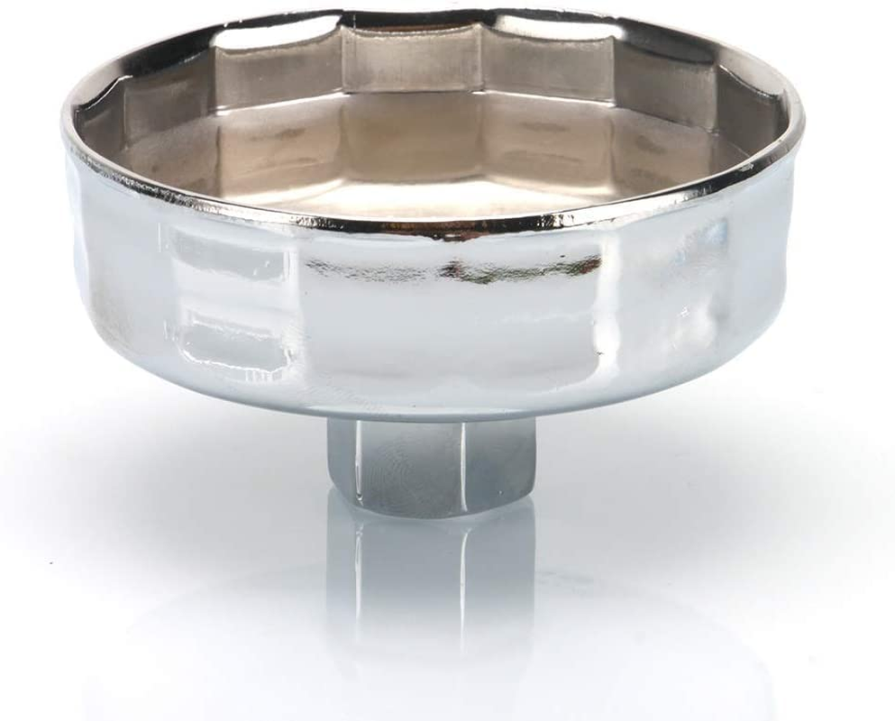 84Mm 14 Flutes Oil Filter Cap Wrench Tool Universal Chrome Plated Steel Oil Filter Removal Tool Compatible with Mercedes Dodge and Jeep 3.0L Diesel Engines(84Mm 14 Flutes) image number 3