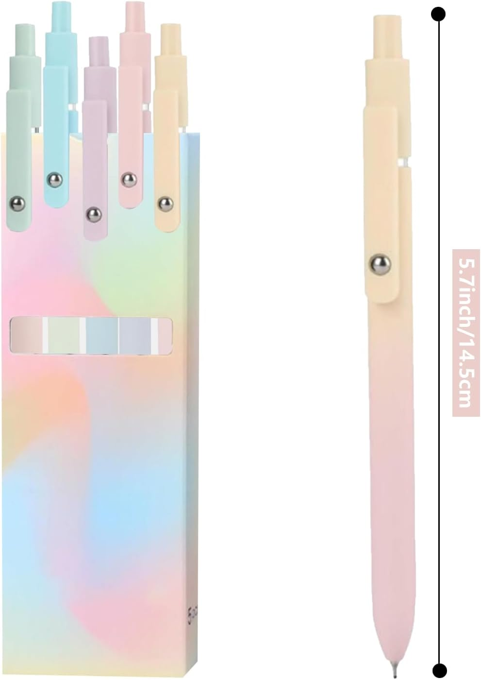 5 Pcs Colored Retractable Gel Pens, Gradient Color Pens, Colored Gel Ink Pens, Fine Point Smooth Writing Pens, Fast Dry Gel Pens 0.5 Mm Black Ink for Journaling Note Taking School Office Home image number 2