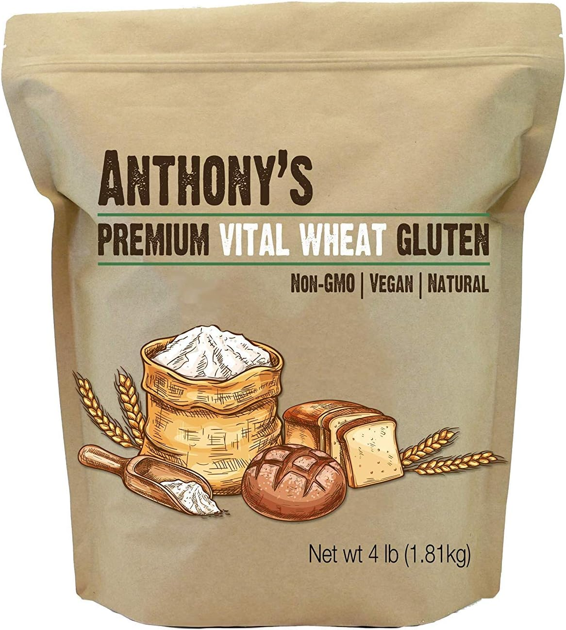 Anthony'S Vital Wheat Gluten Natural, 4Lbs, High in Protein, Vegan, Non GMO, Keto Friendly image number 5