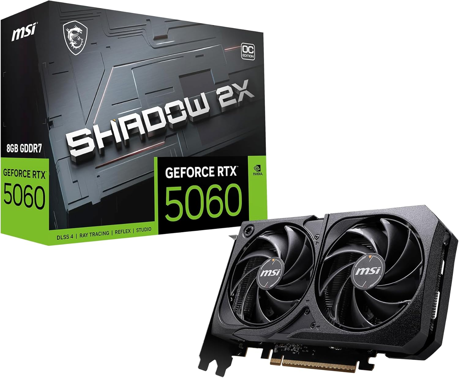 MSI Geforce RTX 5060 8G Shadow 2X OC - 8GB GDDR7 (28Gbps/128-Bit), Pcie 5, Boost: 2535 Hz, HDMI 2.1B, Displayport 2.1B image number 4
