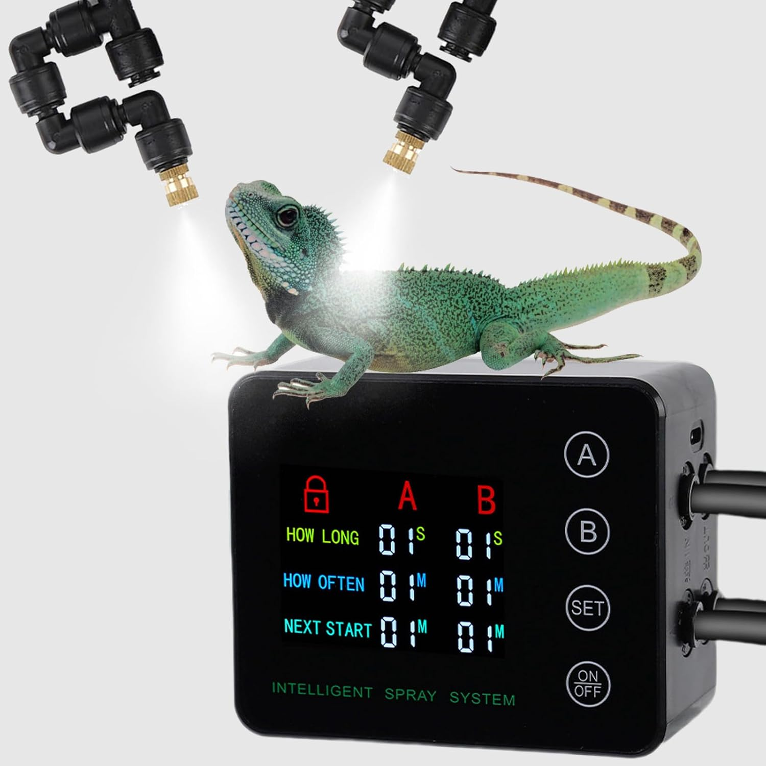 Jectse Reptile Humidifer, Automatic Misting System with Adjustable Nozzle, Spray Kit for Rainforest Plants Amphibian Reptile Terrariums Chameleon Lizard Snake Turtle Frog,Dual Pump Design&Color Screen image number 1