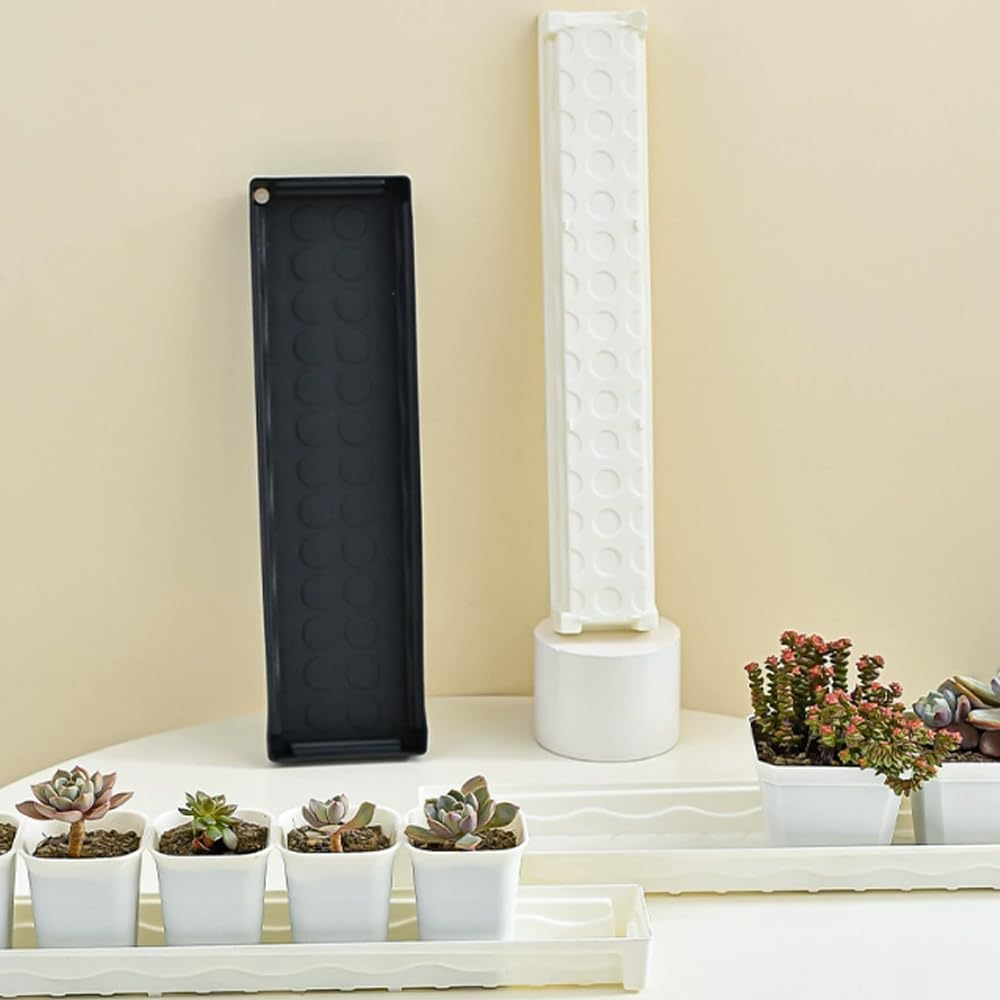 6 PCS Plastic Tray Saucer Rectangular,Plastic Plant Drip Trays,Water Drip Tray for Flower Pot Planter,Windowsill Plant Drainage Stand for Indoors Outdoor,16 X 4.5 X 1.6 Inch(Black) image number 5