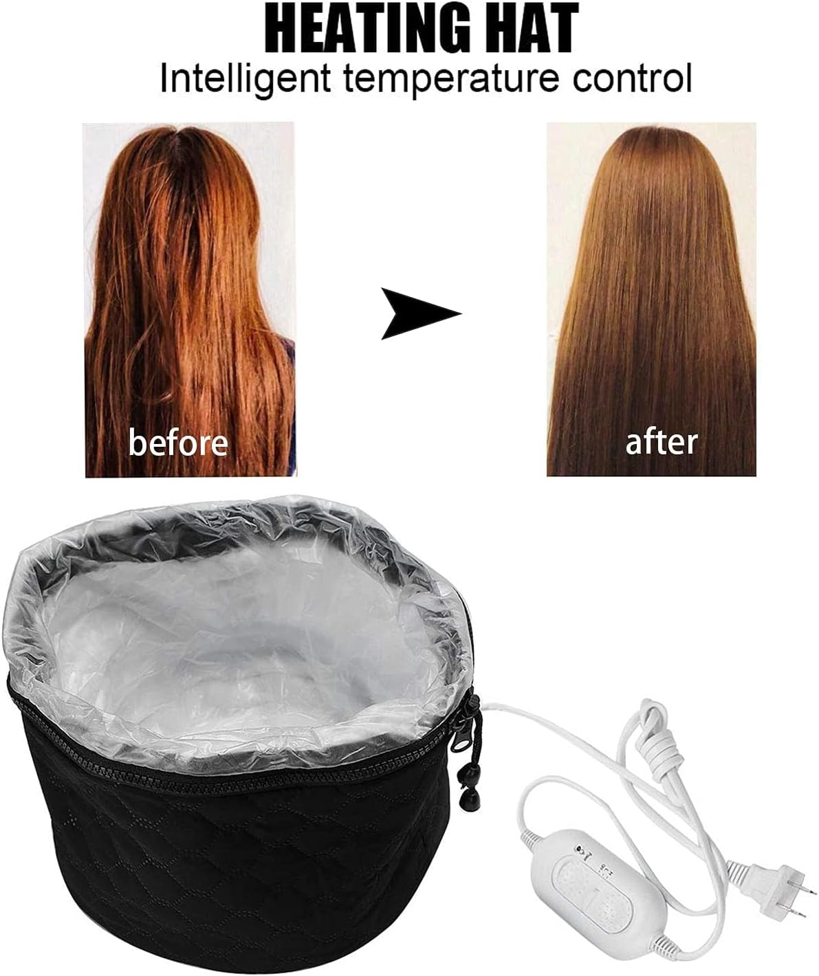 220V Electric Hair Cap,Hair Care Hat,Home Hairs SPA Beauty Cap, Steamer Thermal Heat Cap,Nourishing Hat with 3 Mode Temperature Control Black Includes AU Plug image number 3