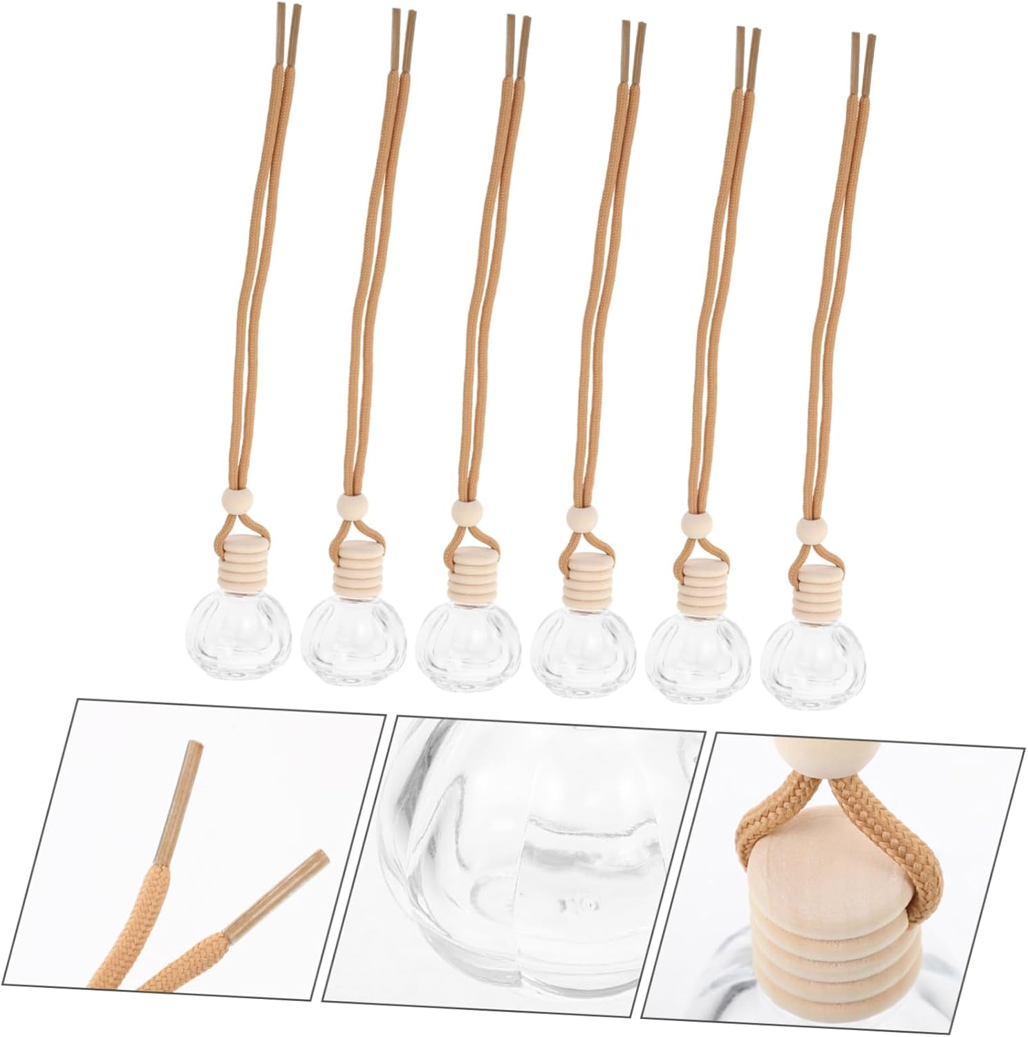 Ciieeo 6Pcs Decorative Perfume Bottles Refillable Car Diffuser Containers for Aromatherapy Elegant Vials Stylish Design for Home and Vehicle Use