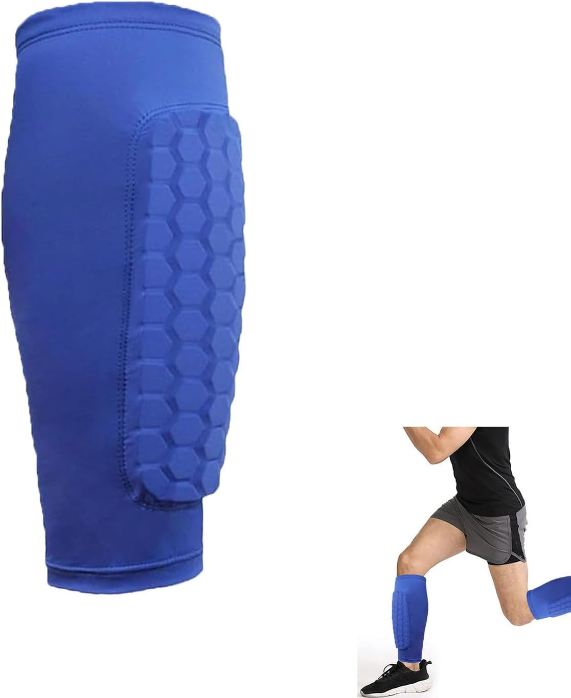 Shin Guards for Soccer, Lightweight Shin Pads for Kids Youth & Adult - Football Shin Defender Protective Gear, Comfortable Breathable Leg Guards. (1, Blue, Large)