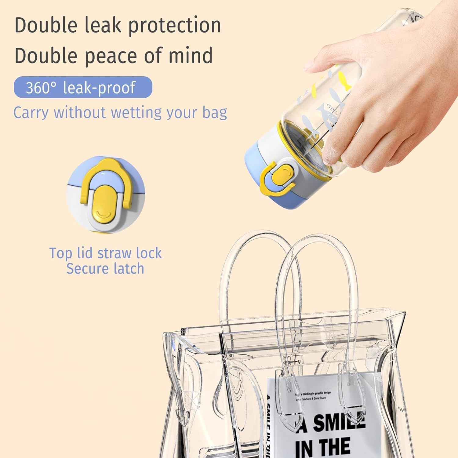 Evorie Tritan Kids Water Bottle with Straw, 13Oz Bpa-Free Leak Proof Drinking Bottle for School & Travel, Lightweight Clear Water Bottle with Carry Strap, Dishwasher Safe, for Kids Ages 3+ (Fish) image number 4