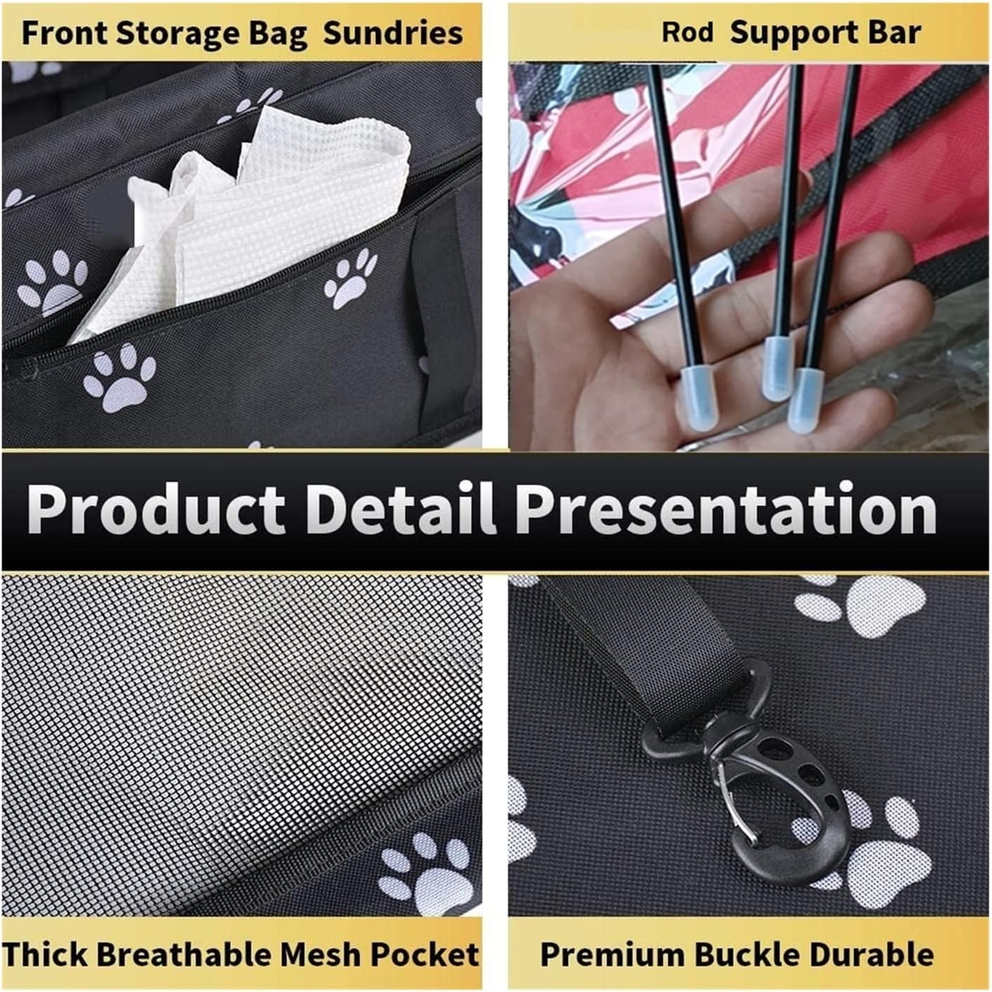 Dog Car Seat Cover Dog Back Bag Car Seat Cover Pet Bag Breathable Safety Hammock Pet Back Bag Foldable Bag Dog Hammock(Size:C) image number 5