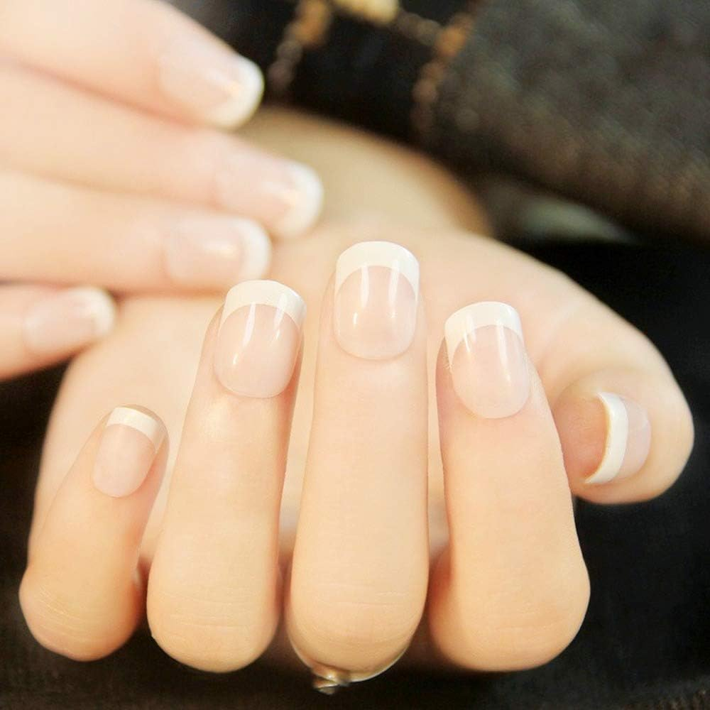 24Pcs Natural French Short False Nails 3 Styles Acrylic Classical Full Artificial Nails for Home Office Faux Ongles image number 1