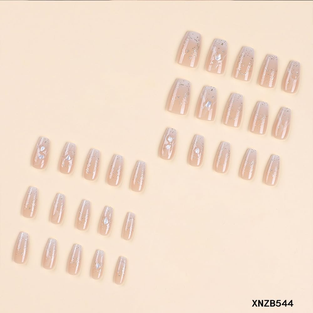 Red Press on Nails Long Square, False Nails 24Pcs Press on Nails Full Cover Fake Nails Acrylic Nails for Women Girls Daily Festival Wear, Jerry Glue Stick on Nails Press on (Pink, Long Square) image number 1