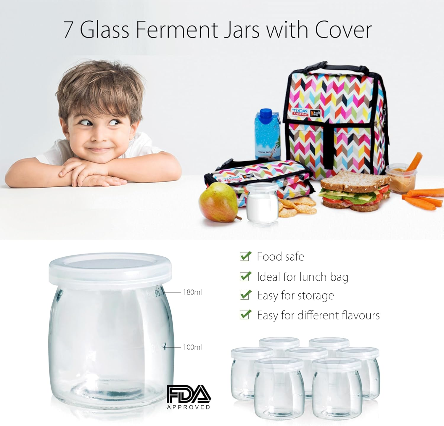 Flora Yoghurt Maker Machine-Electric Automatic Yogurt Making Machine-Large Capacity 1.5L with Natto/Rice Wine Function-7 Glass Jars -Home Organic Yogurt Incubator- Fermented Curd Maker-Fl-Yme-715