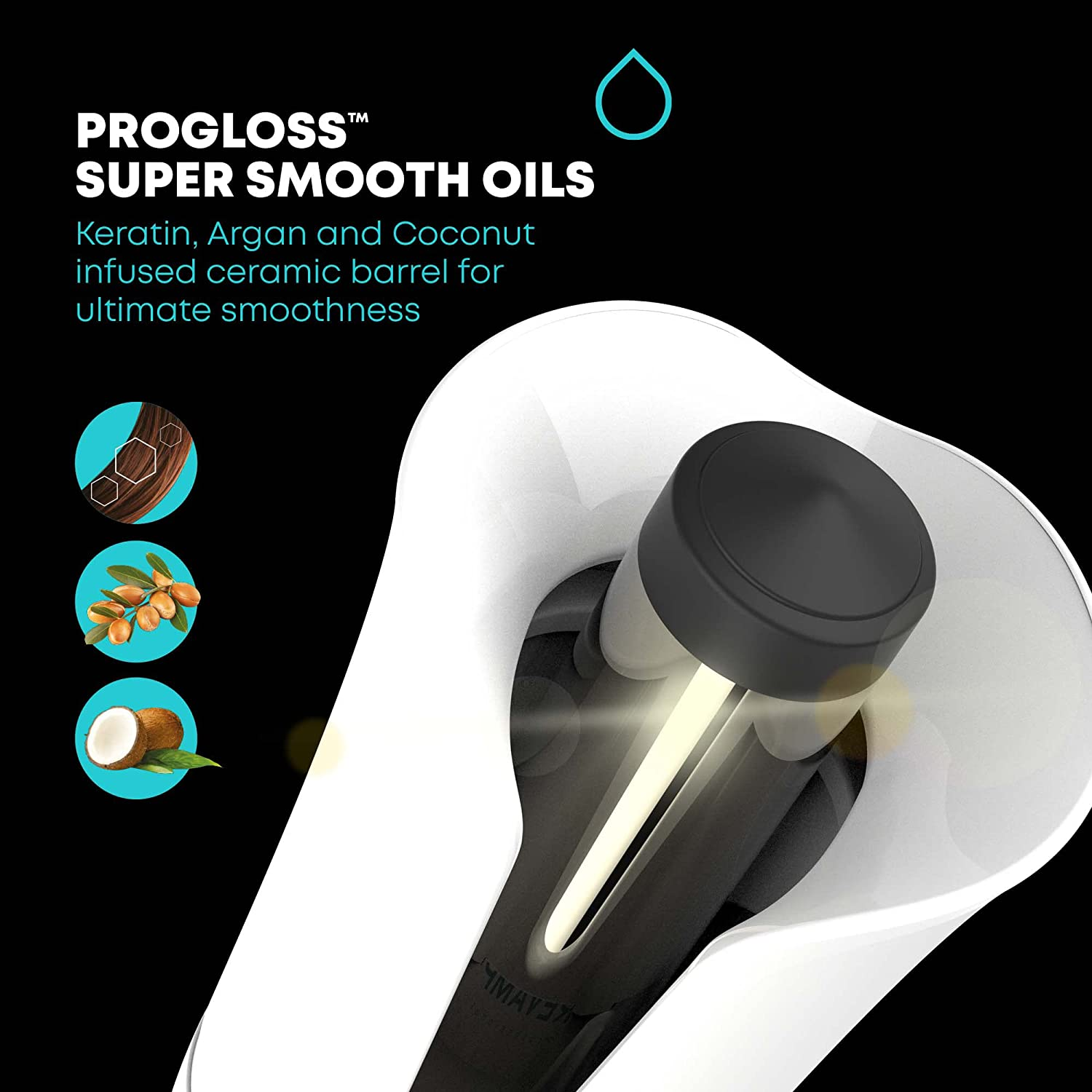 REVAMP Progloss Hollywood Curl - Automatic Rotating Hair Curler, Automatic Curling Iron for Curls & Voluminous Waves, Ceramic Ions with Nourishing Oils, Heat Protection Mat - Amazon Exclusive, White - Auto Wave  Curl image number 7