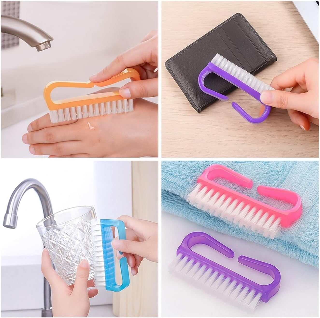 Handle Grip Nail Brush 4 Pack &ndash; Fingernail & Toenail Scrub Brushes for Men and Women, Durable Bristles for Hand, Foot, Pedicure Cleaning, Compact Size, Comfortable Grip image number 1