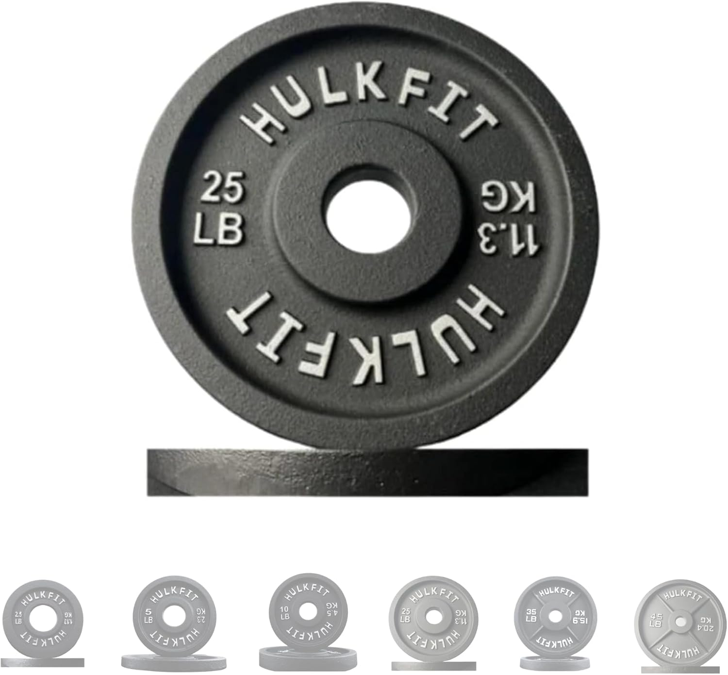 HULKFIT 2" Olympic Steel Weight Plates Set for Barbells - Black image number 2