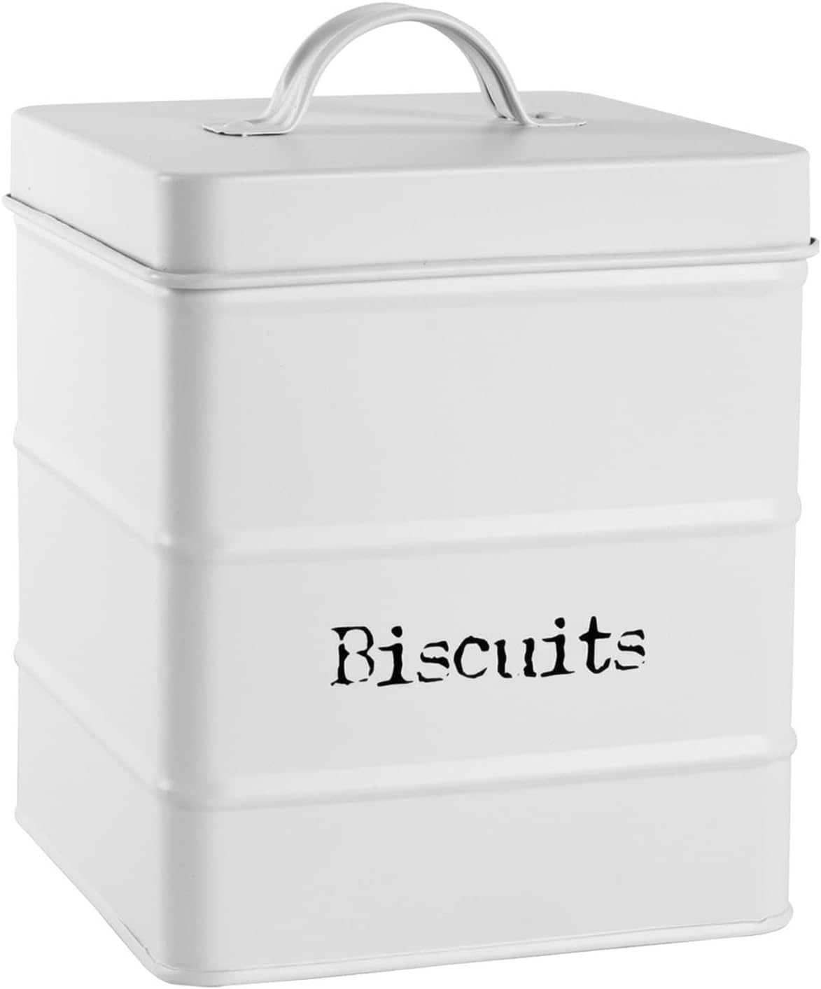 Harbour Housewares Vintage 3.5L Biscuit Tin with Labels - White - Metal Kitchen Biscuit Barrel Box Storage Bin Canister Cookie Jar Caddy Container image number 5