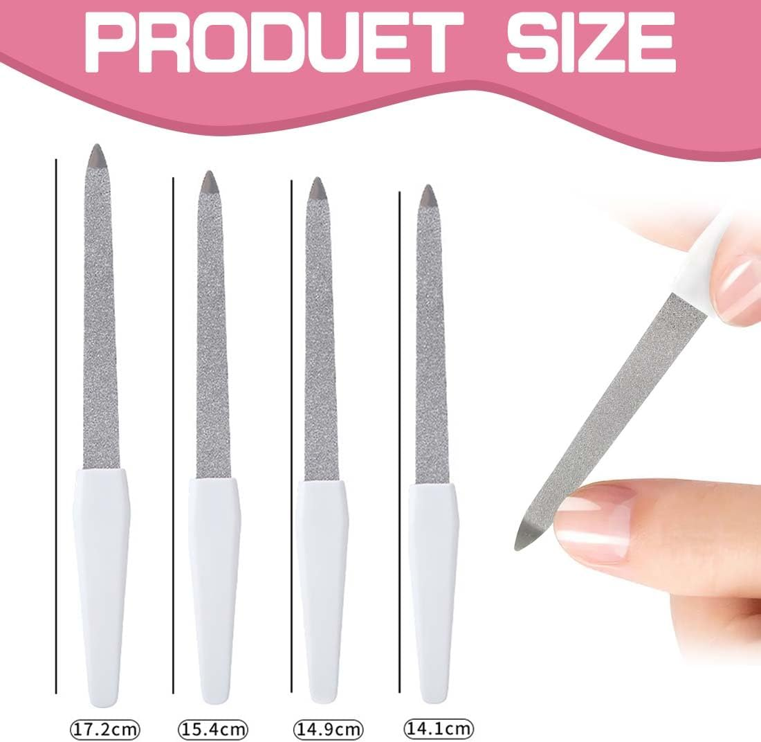 Nail File Set - 4 Professional Nail Files (14.1/14.9/15.4/17.2 Cm) with White Handle - File for Nails & Natural Nails - High Quality Files for Manicure & Pedicure image number 4