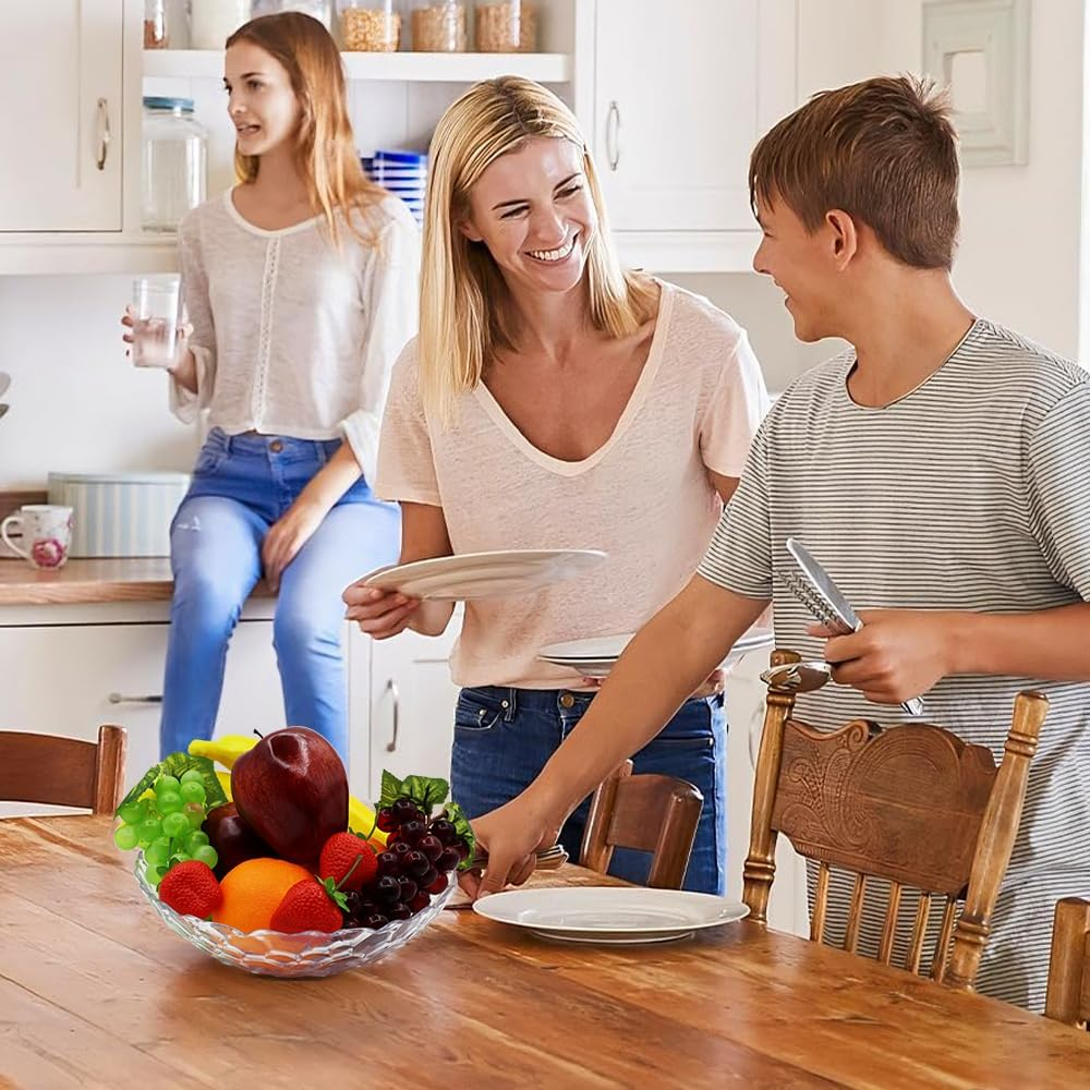 11 Pcs Fake Fruit Artificial Plastic Foam Fruits Faux Simulation Fake Apples Bananas Oranges Strawberries Grapes for Home Kitchen Holiday Party Photography Props Lifelike Decorate image number 1