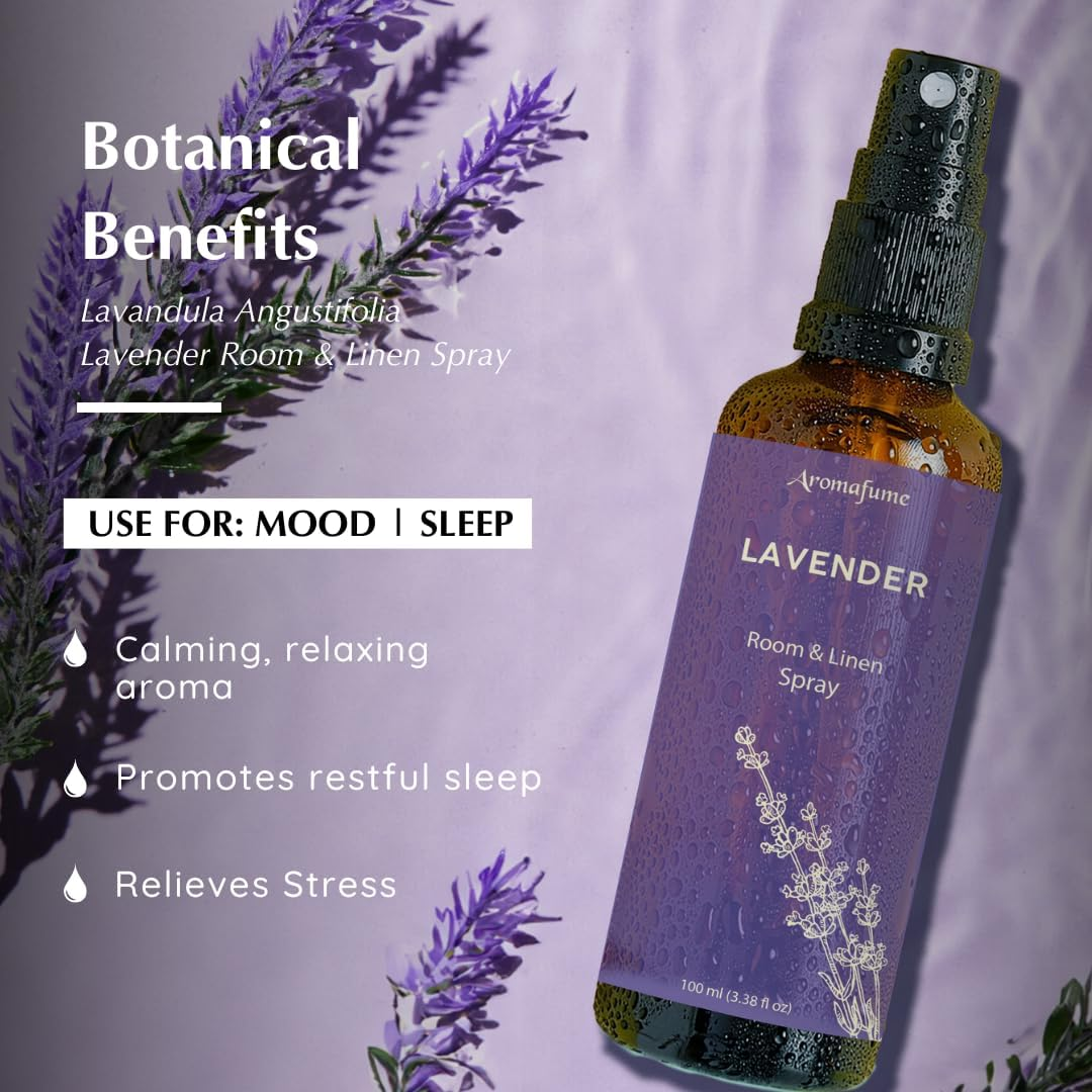 Lavender Room, Linen & Pillow Spray by Aromafume | 100Ml/3.38 Fl Oz | with Pure Lavender Essential Oil | Aromatherapy Spray for Relaxation, Sleep & Stress Relief | Mist for Bedding, Fabrics image number 5