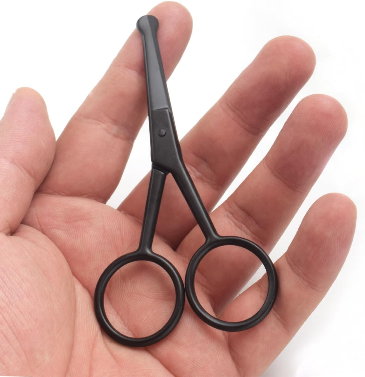 Premium Manicure Rounded Tip Scissors Multi-Purpose Stainless Steel Cuticle Pedicure Beauty Grooming Shears for Nail, Eyebrow, Eyelash, Dry Skin, Nose Hair (Black 4 Inch) image number 1