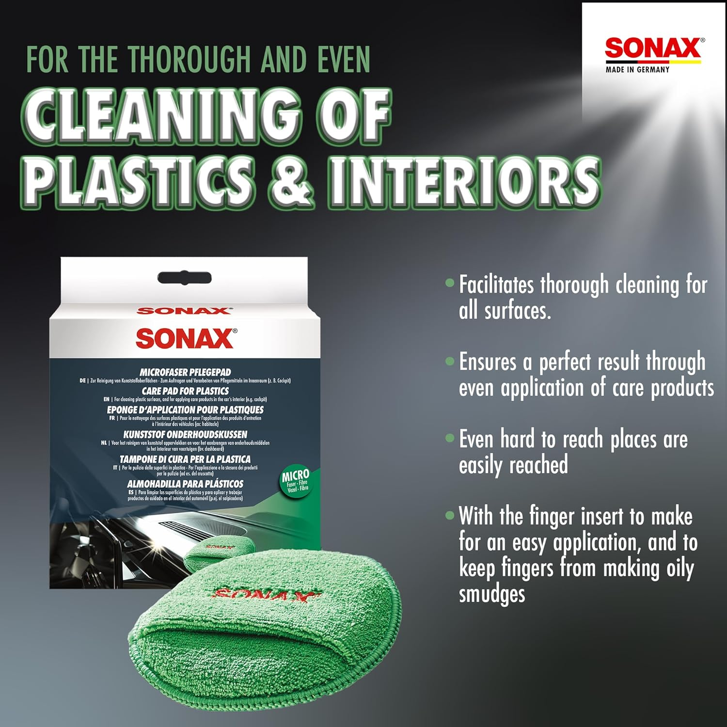 SONAX Australia Care Pad for Plastics Microfibre 18 Cm Diameter (417200) image number 3