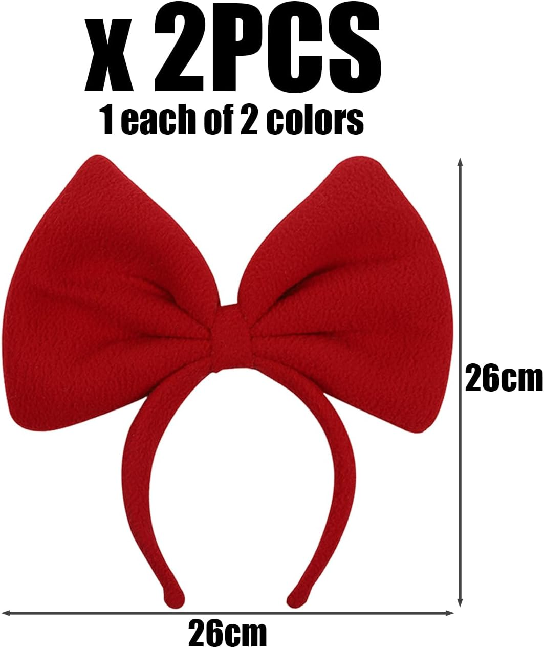 Pack of 2 Bugstadbands, Velvet Headbands, Party Clothing Accessories, Stylish Personalised Hair Accessories, Cute Headbands (Black, Red) image number 1