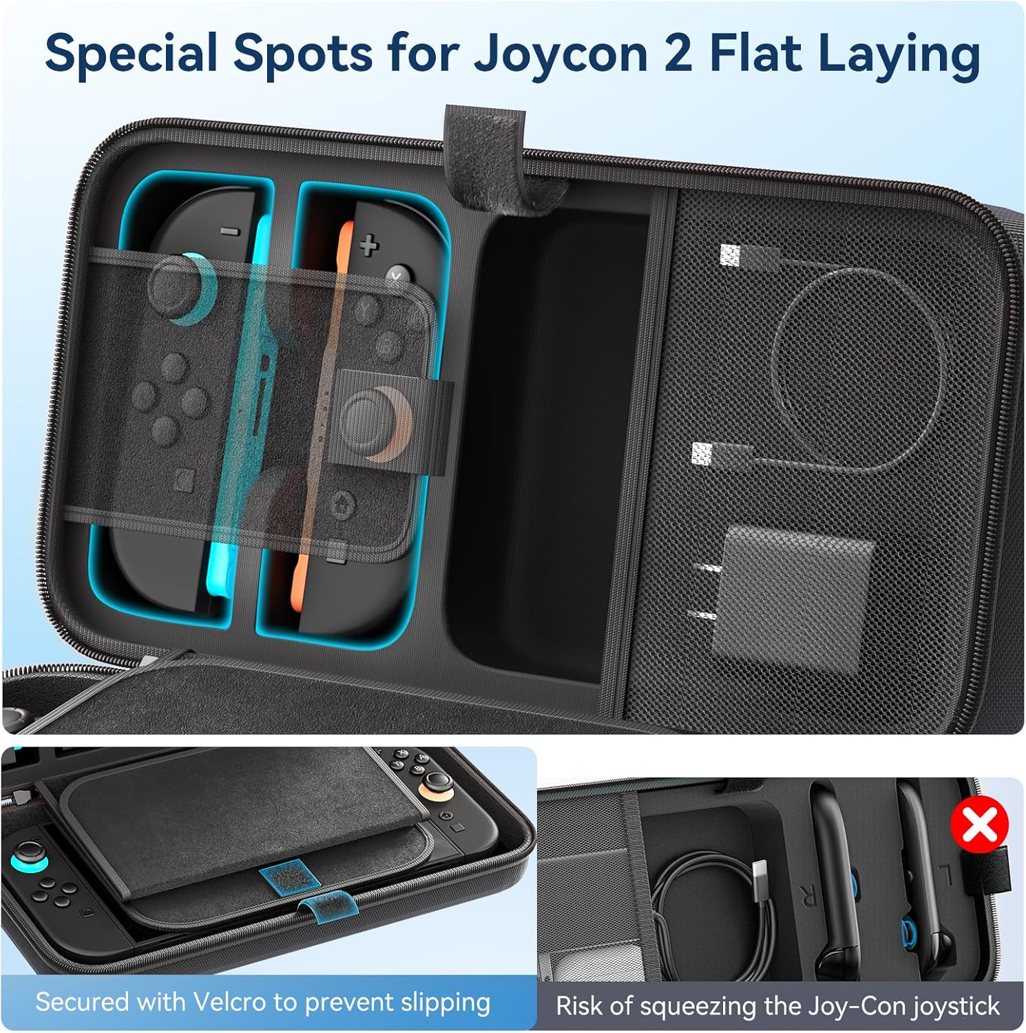 Gersker Switch 2 Carrying Case Compatible with Nintendo Switch 2, Custom Spot for Switch 2 Joycon & AC Adapter, Hard Switch 2 Case Travel Bag with Foldable Stand Function for Console & 20 Games Cards image number 3