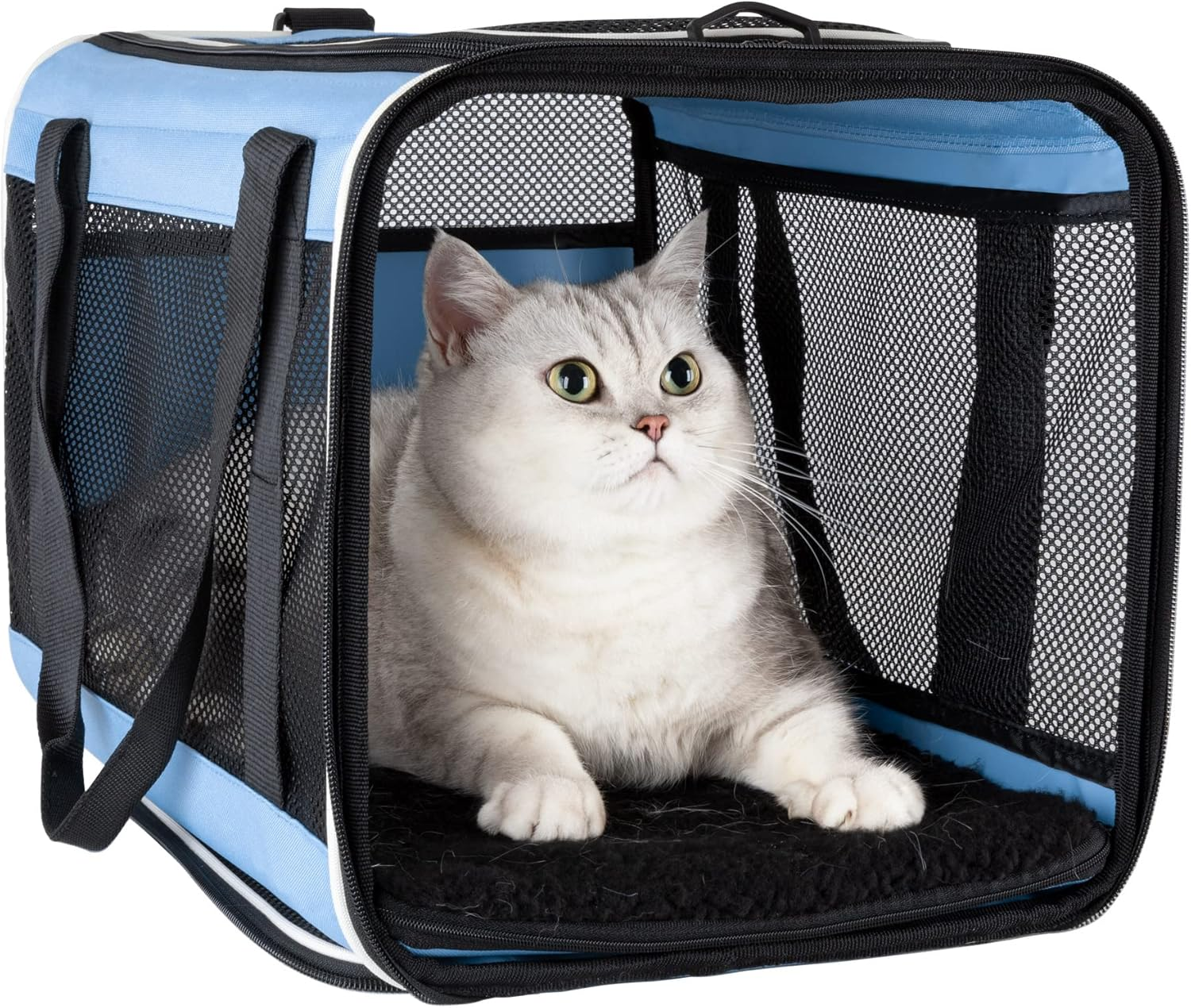 Petisfam Soft Large Cat Carrier with Privacy Zipped Flaps for Sensitive and Nervous Cats
