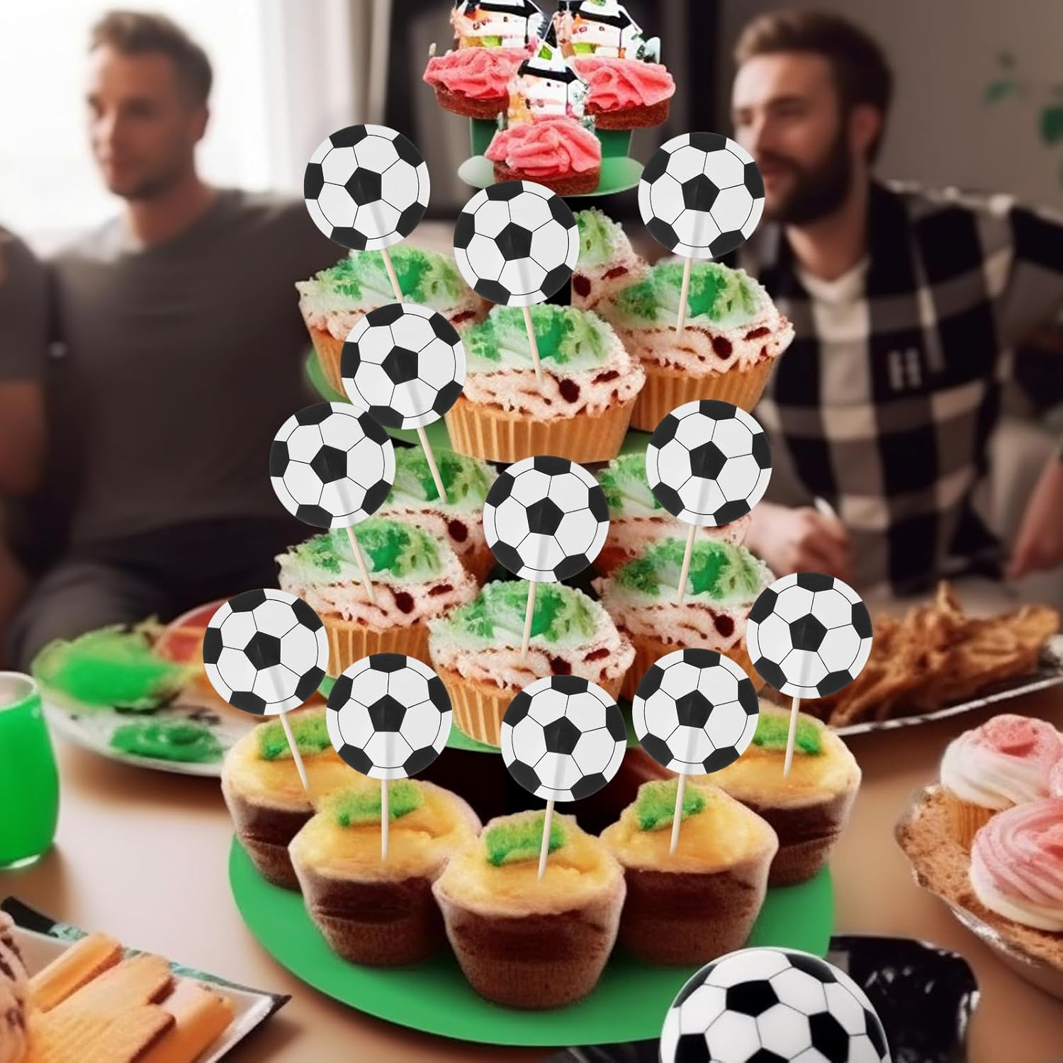 48 PCS Soccer Ball Cupcake Toppers Football Cake Toppers, Food Toothpicks Soccer Party Decorations for Kids Sport Balls Theme Parties, Baby Shower and Birthday Cake Decorations image number 3