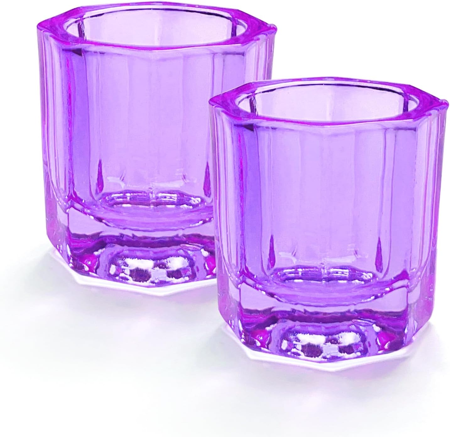 2 Pack Dappen Dish Cups for Nail Art Acrylic Liquid, Glass Nail Monomer Liquid Bowl Dampen Dish Acrylic Powder Holder, Acrylic Glass Jar for Nails (Hj-Napb055-Purple-2Pcs)