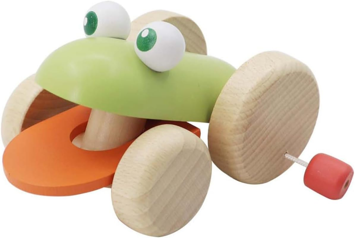 Kaper Kidz - ECO Play Push a Long CROAKING Frog - Wooden Toy with Croaking Sound Effect image number 1