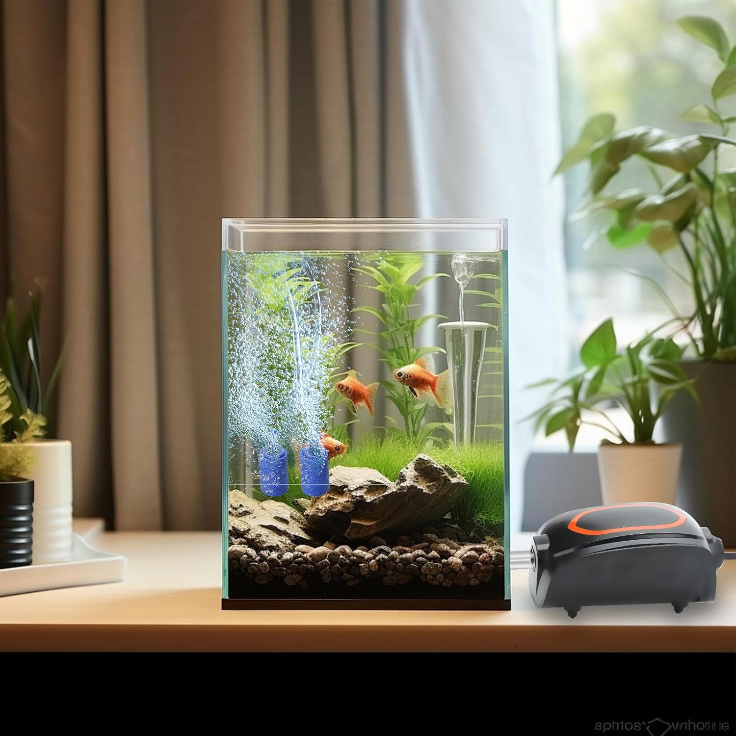 Aquarium Air Pump, 2 * 3L/Min Adjustable Powerful Fish Tank Air Pump, Quiet Fish Tank Oxygen Aerator Pump with Accessories for 1-125 Gallon Tanks image number 6