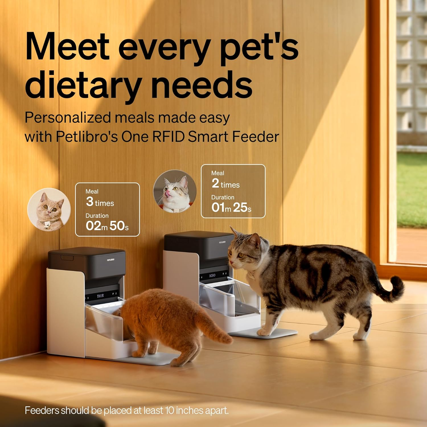 PETLIBRO RFID Automatic Cat Feeders for 2 Cats, Collar Sensor for Personalized Meals, Cats Recognition to Stop Food Stealing, Diet Tracking for Multi-Pet Homes and Different Diets, Wifi Food Dispenser image number 3