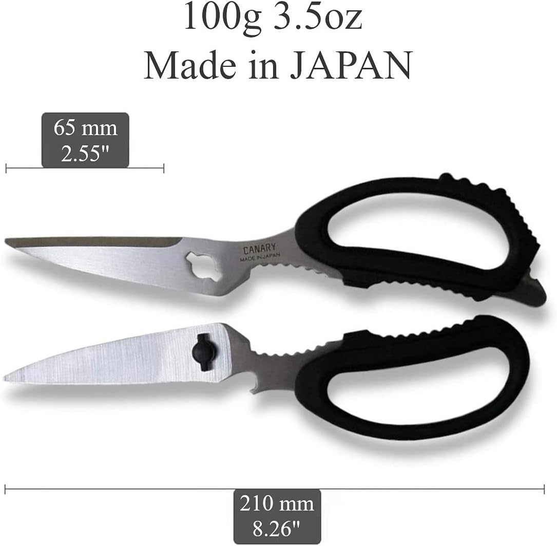 Japanese Heavy Duty Multifunction Kitchen Shears with Meat Tenderizer/Washable Come Apart Rust-Resistant Stainless Steel Blade Made in Japan (Black) image number 5