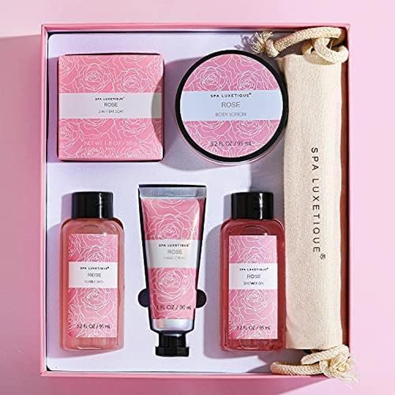 Birthday Gifts for Women Spa Luxetique Gifts for Women, 6Pc Rose Gifts Set, Self Care Gift Basket for Her, Mom, Sister, Teacher, Perfect Mothers Day, Birthday, Christmas, Valentines Day Gifts, Christmas. image number 3