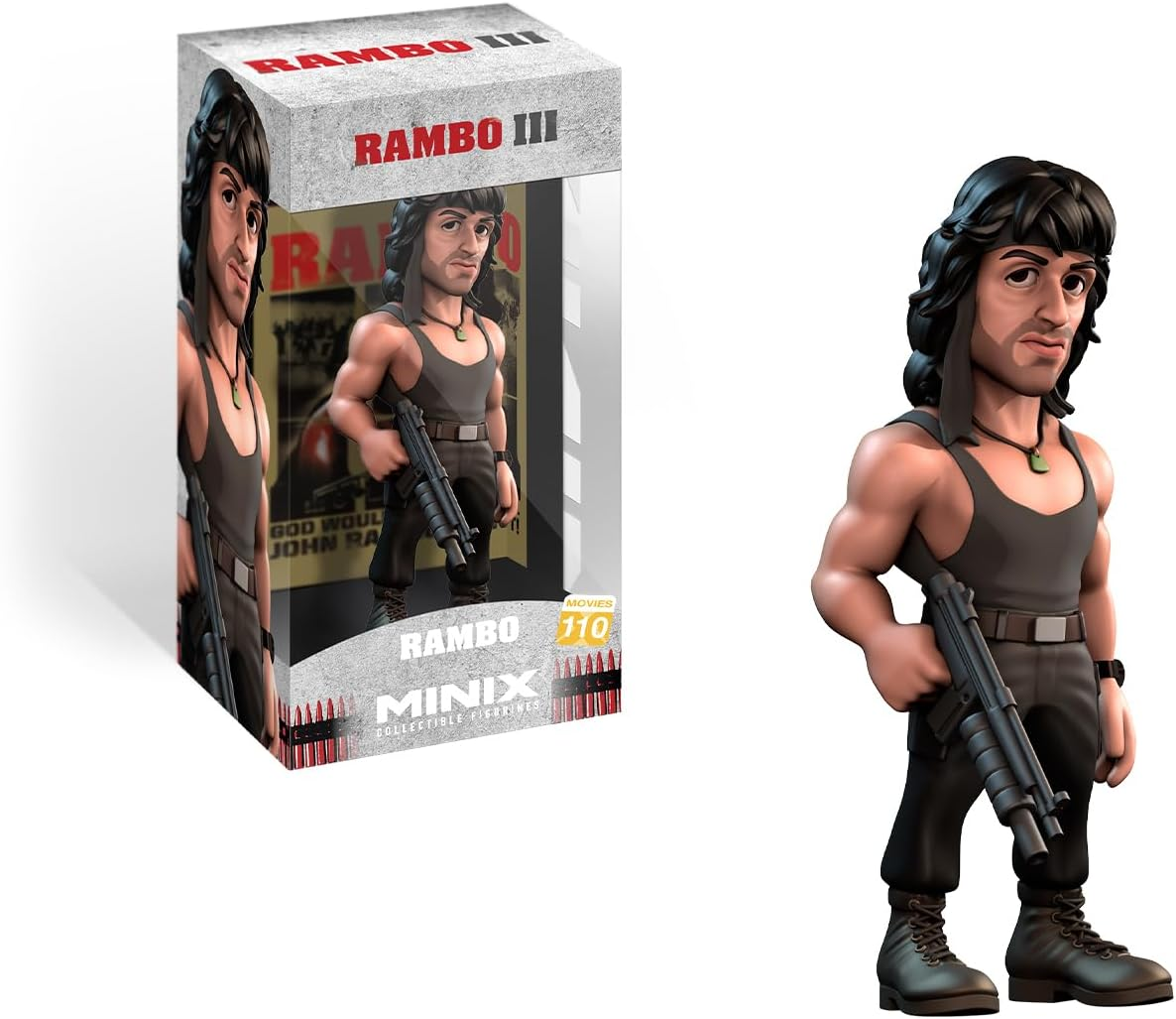 Minix Movies 110 Rambo III with T-Shirt Collectible Figure Toy, 12 Cm Height