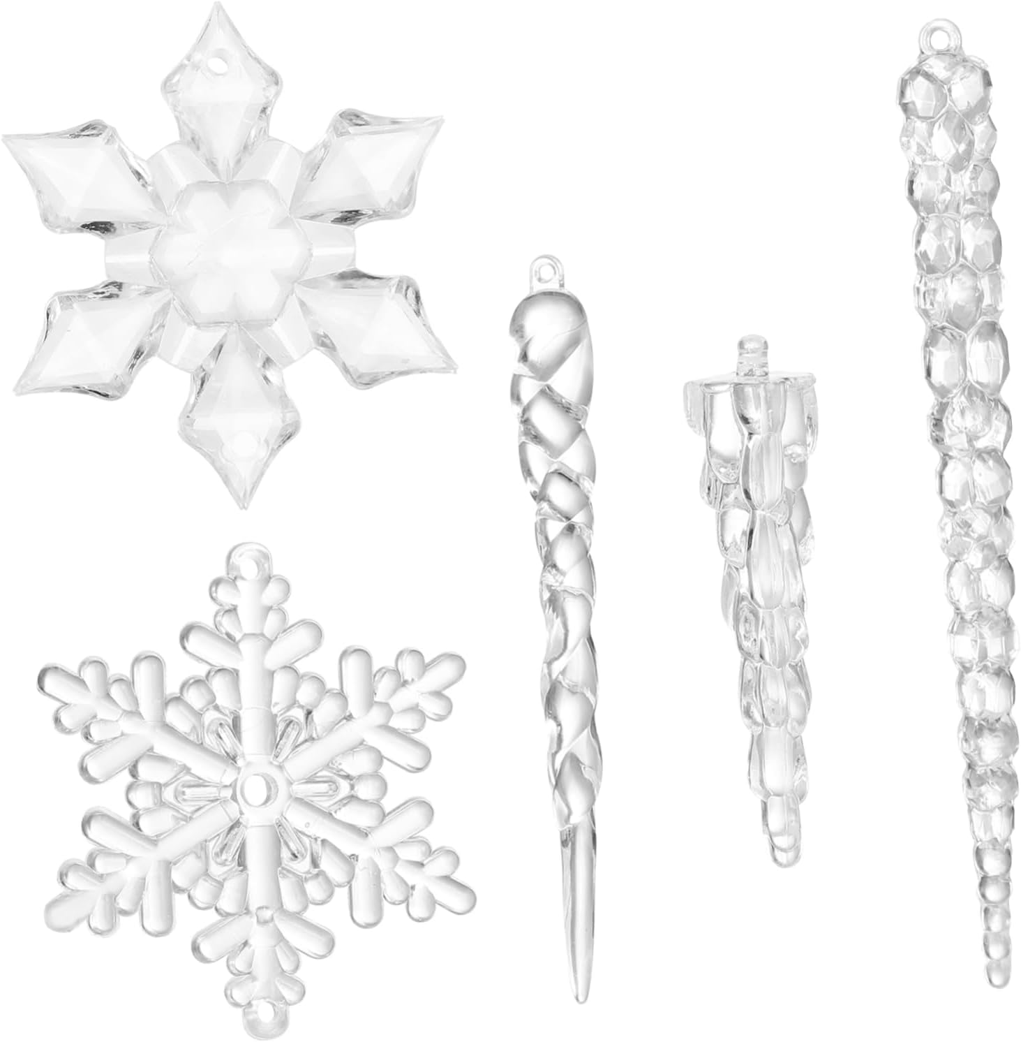 19Pcs Plastic Xmas Tree Drop and Snowflake Ornaments Hanging Pendants for Winter Party Wedding Home Decoration image number 3